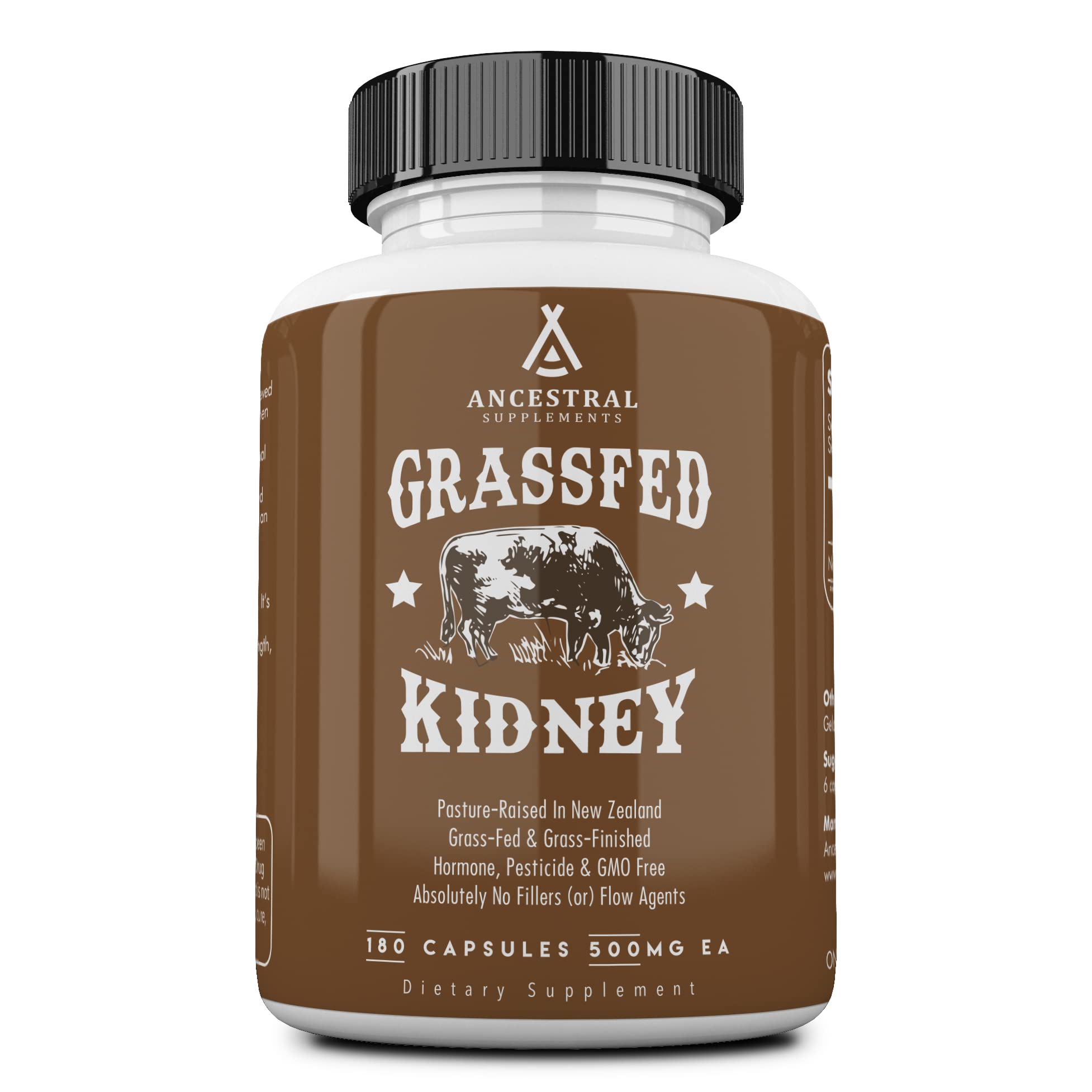 Suplemento Ancestral Supplements, Riñón De Res Alimentado Con Pasto, 3000 Mg - Venta Internacional.