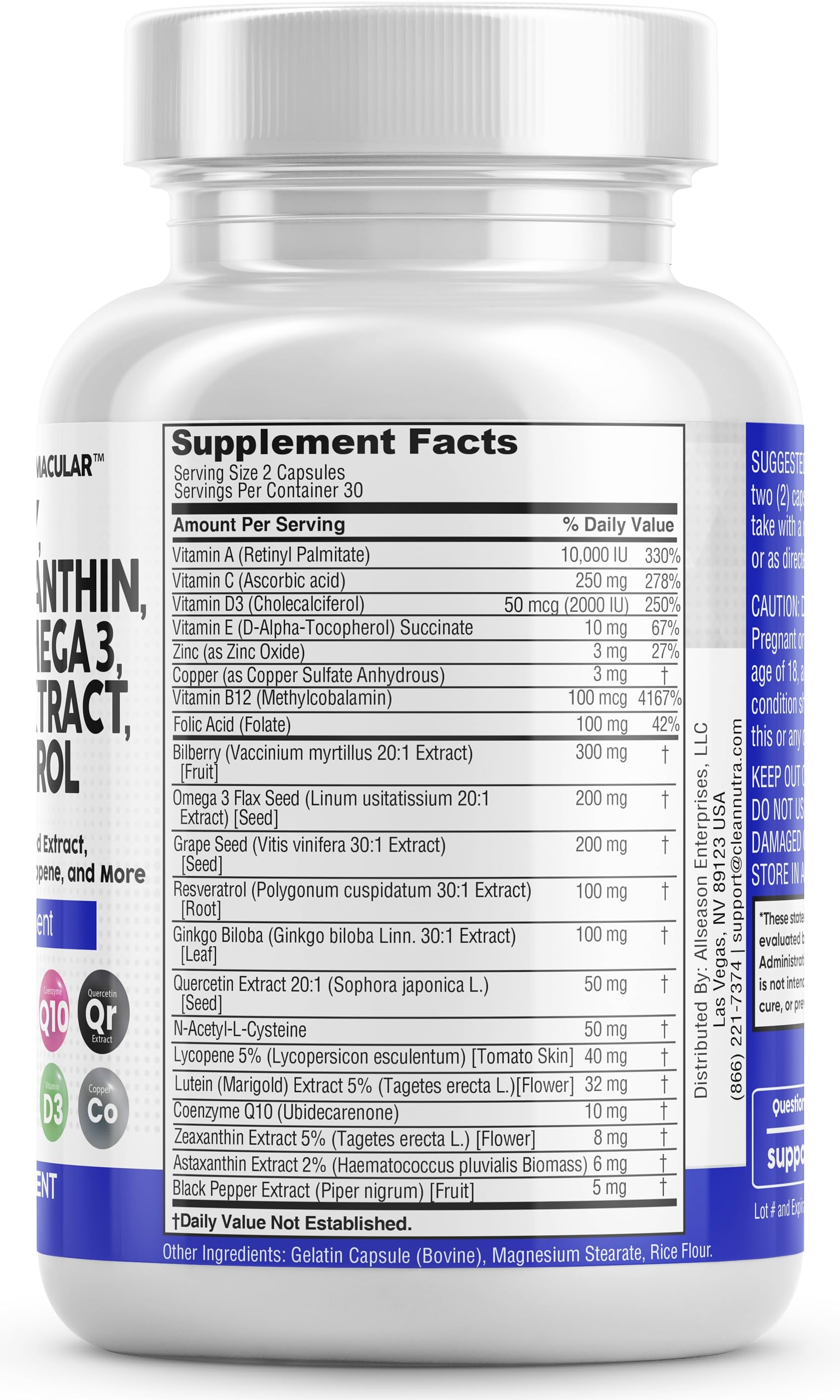 Foto 4 | Suplementos Clean Nutraceuticals Eye Health 60 Cápsulas - Venta Internacional.