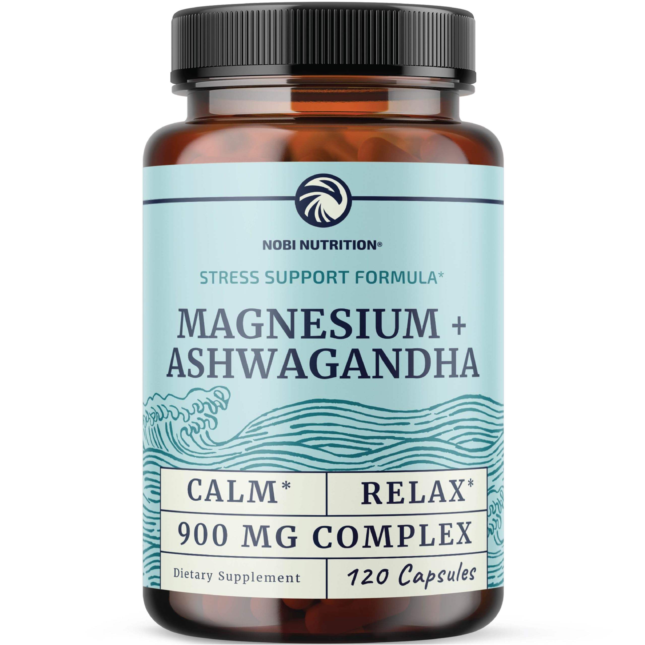 Foto 2 pulgar | Suplemento Nobi Nutrition Magnesio Ashwagandha 120ct - Venta Internacional.