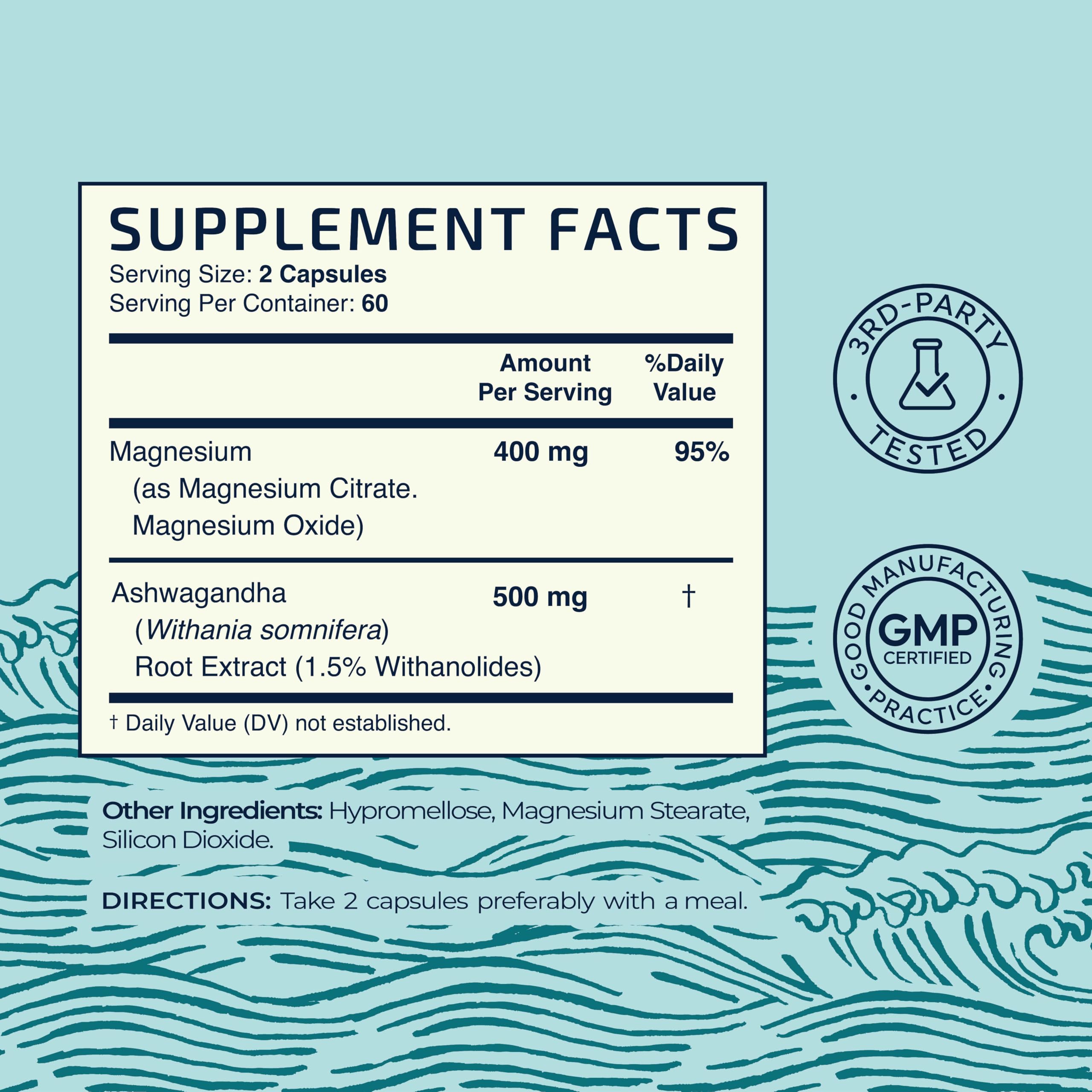 Foto 6 pulgar | Suplemento Nobi Nutrition Magnesio Ashwagandha 120ct - Venta Internacional.