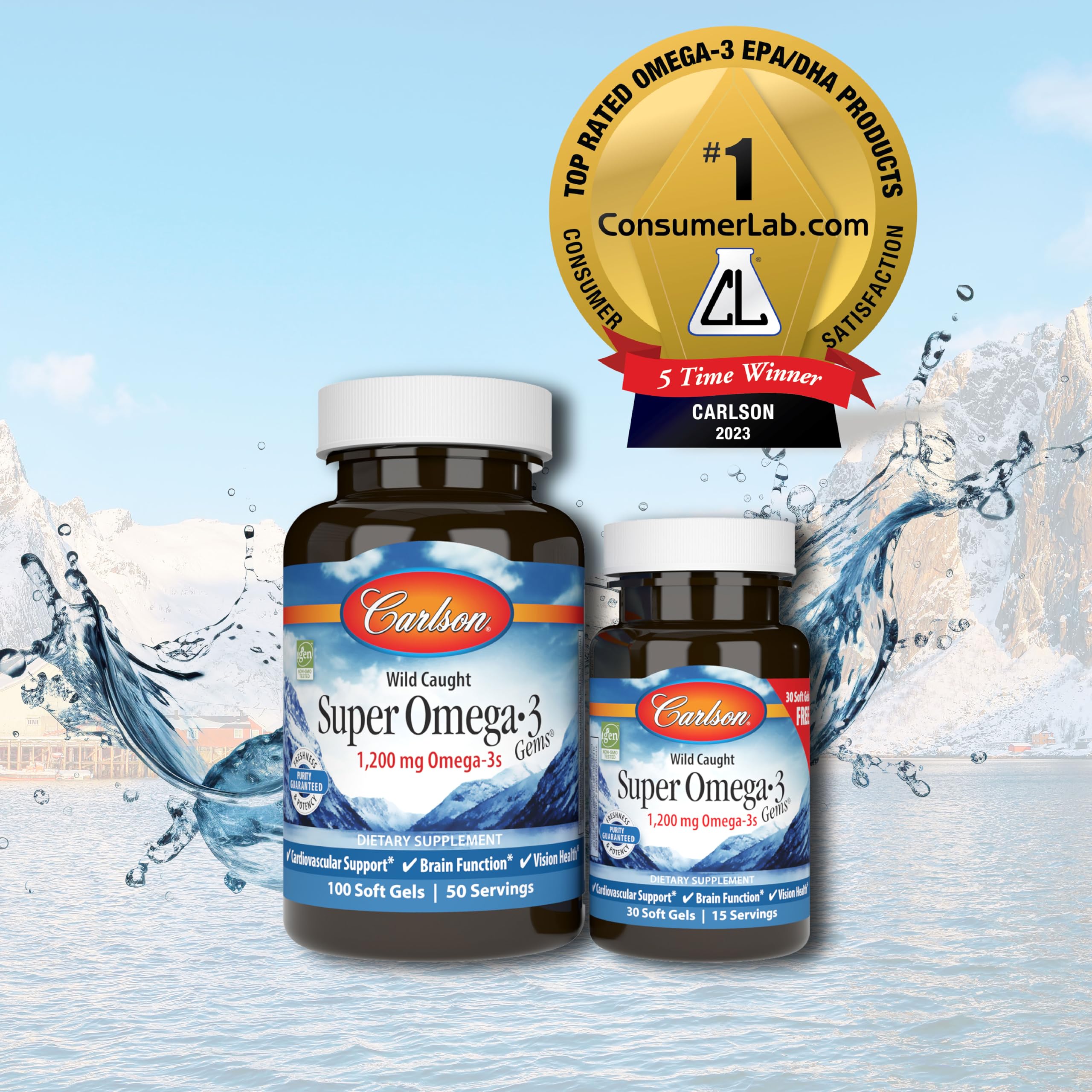 Foto 4 pulgar | Suplemento Carlson Super Omega-3 Gems 1200 Mg 100+30 Cápsulas Blandas - Venta Internacional.