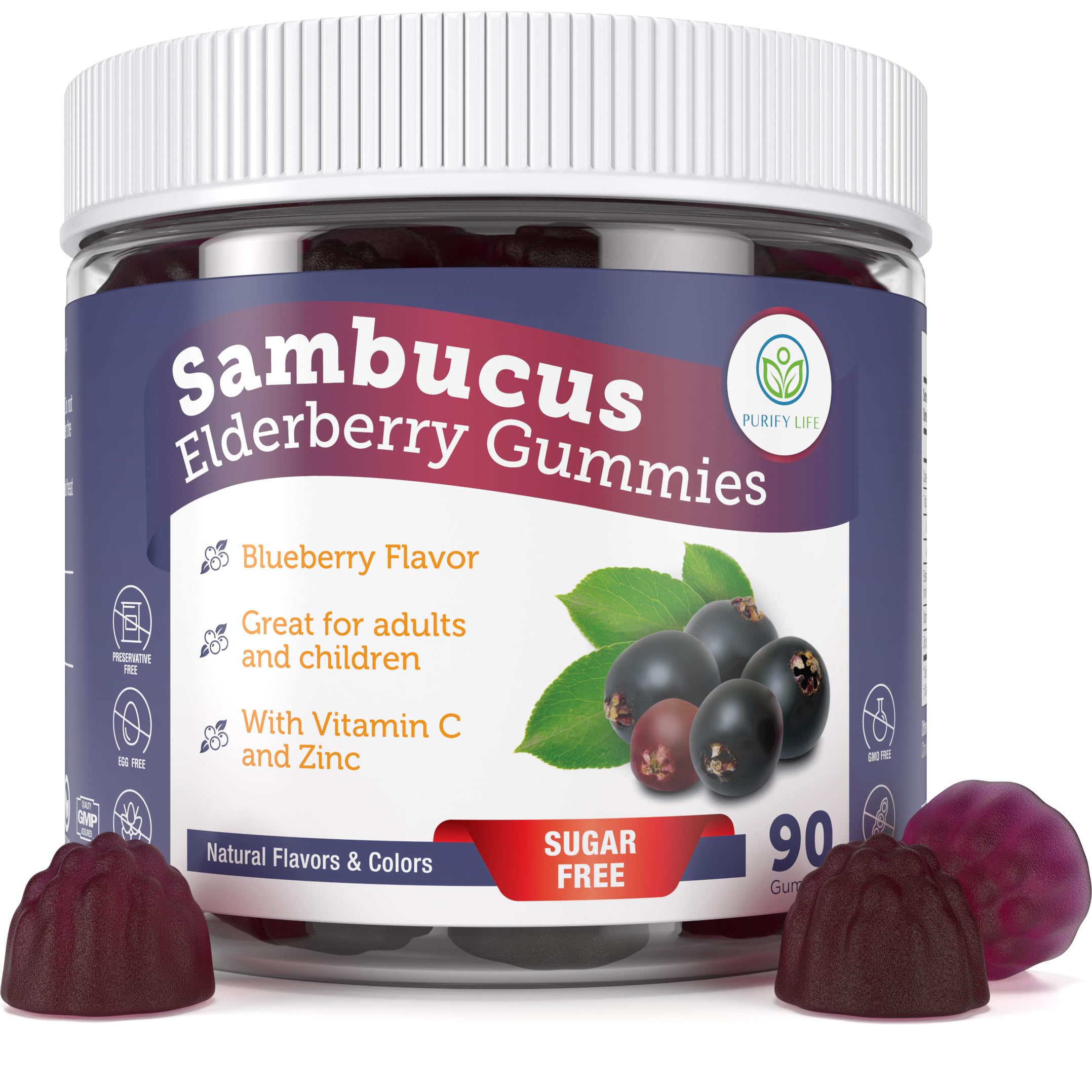 Gomitas De Saúco Sin Azúcar Supplement Purify Life, 90 Unidades - Venta Internacional.