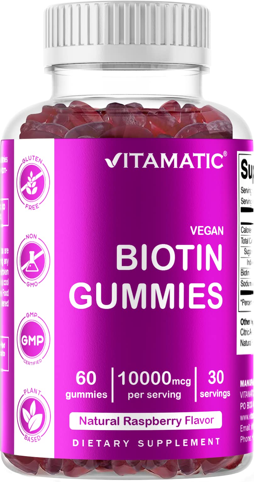 Foto 2 pulgar | Suplemento Vitamático De Biotina En Gomitas De 10.000 Mcg Para Cabello 60% Vegano - Venta Internacional.