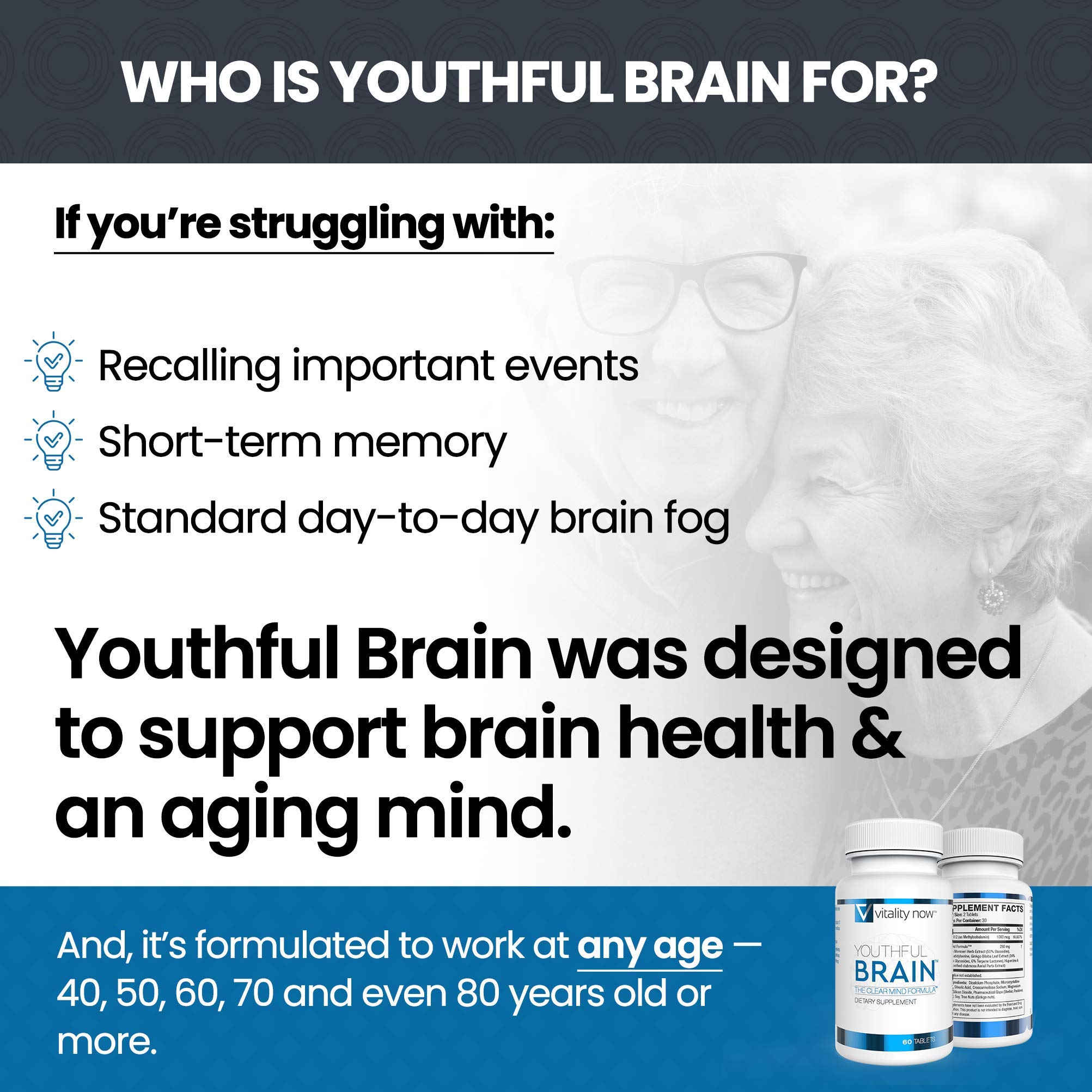Foto 7 | Supplement Vitality Now Youthful Brain Memory Support 60 Comprimidos - Venta Internacional.