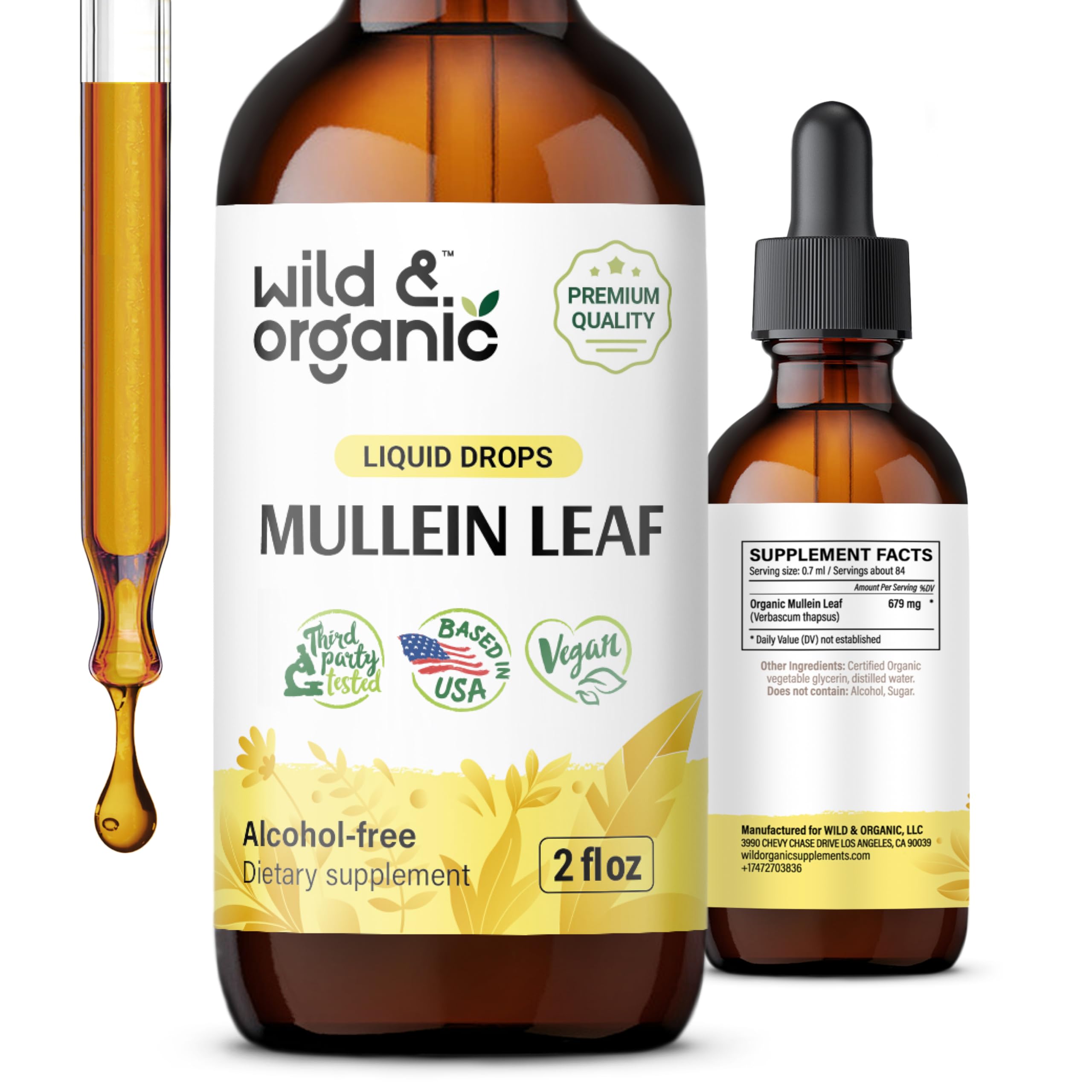 Suplemento De Gotas De Gordolobo Silvestre Y Orgánico De 60 Ml Para La Salud Pulmonar - Venta Internacional.
