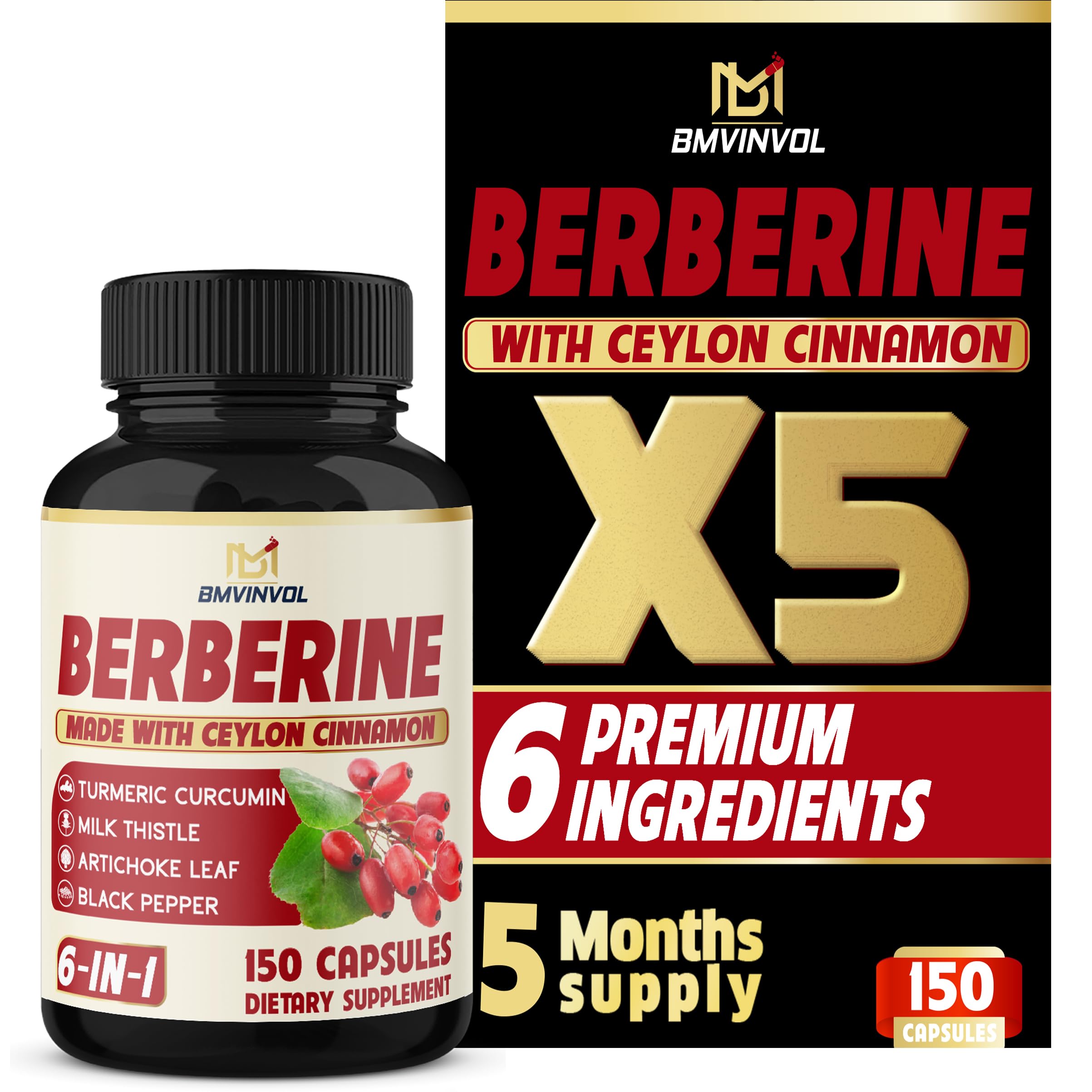 Foto 2 pulgar | Suplemento Bmvinvol Berberine Con Canela De Ceilán Y Cúrcuma - Venta Internacional.