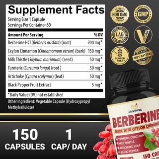 Foto 2 | Suplemento Bmvinvol Berberine Con Canela De Ceilán Y Cúrcuma - Venta Internacional.