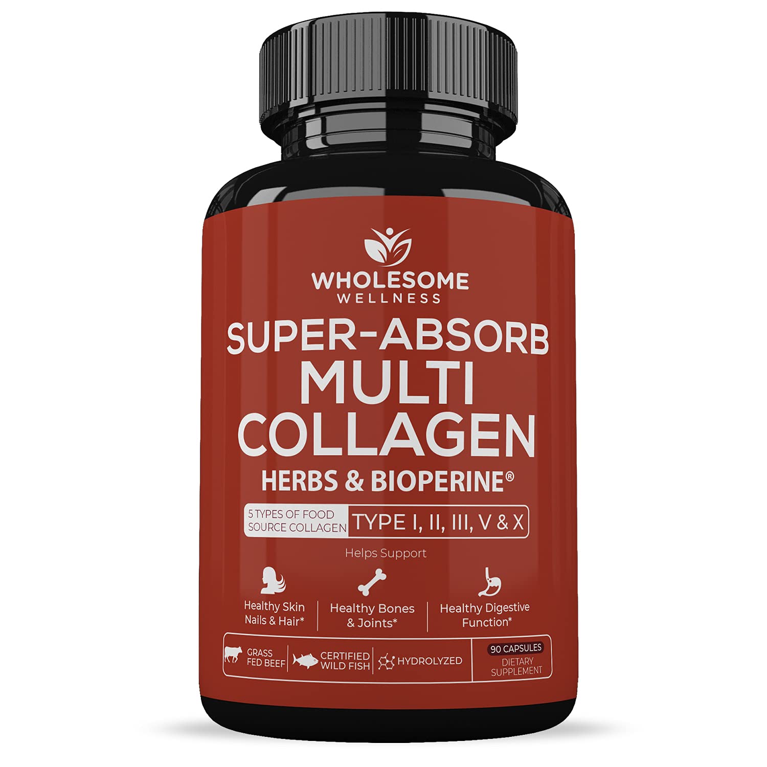 Píldoras De Colágeno Wholesome Wellness Super-absorb Multi 90 Cápsulas - Venta Internacional.