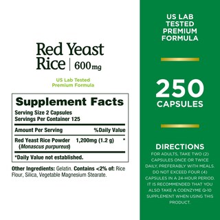Foto 2 | Suplemento De Arroz De Levadura Roja Nature's Bounty, 600 Mg, 250 Cápsulas - Venta Internacional.