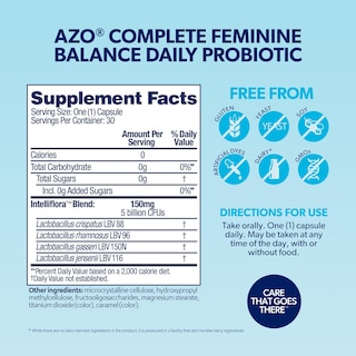 Foto 2 | Probióticos Azo Complete Feminine Balance Women 30 Cápsulas - Venta Internacional.