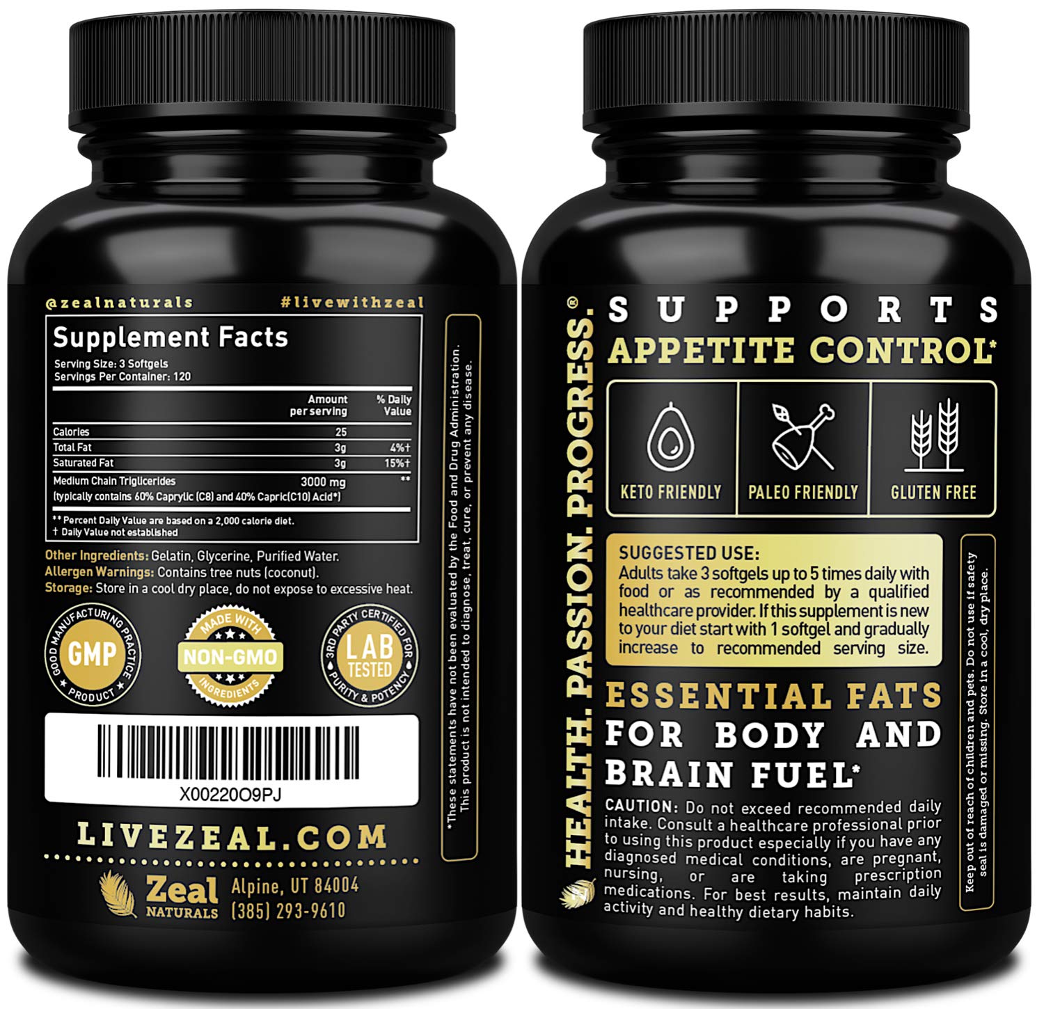 Foto 3 pulgar | Cápsulas De Aceite Mct Zeal Naturals 3000 Mg 360 Cápsulas Blandas Durante 4 Meses - Venta Internacional.