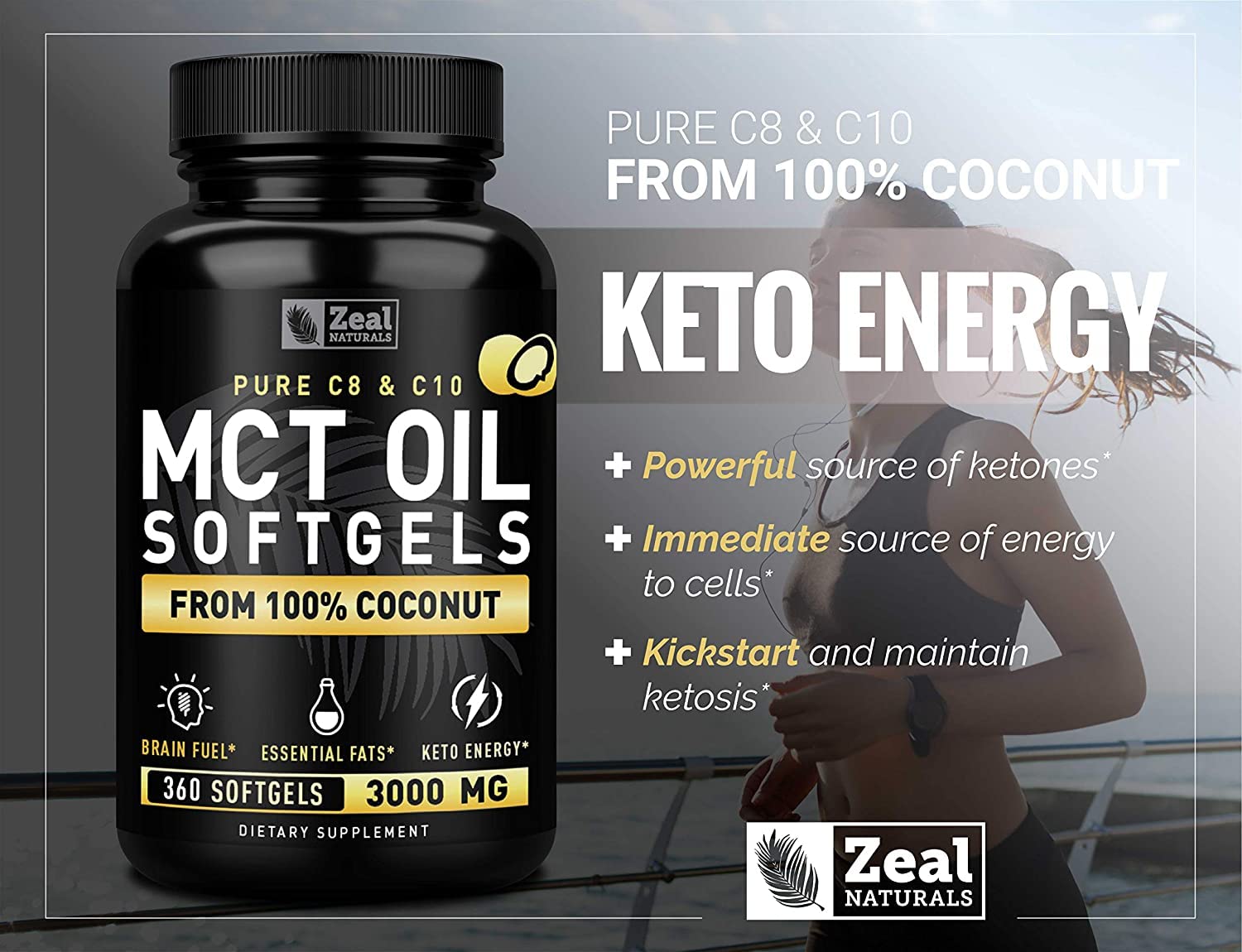 Foto 5 pulgar | Cápsulas De Aceite Mct Zeal Naturals 3000 Mg 360 Cápsulas Blandas Durante 4 Meses - Venta Internacional.