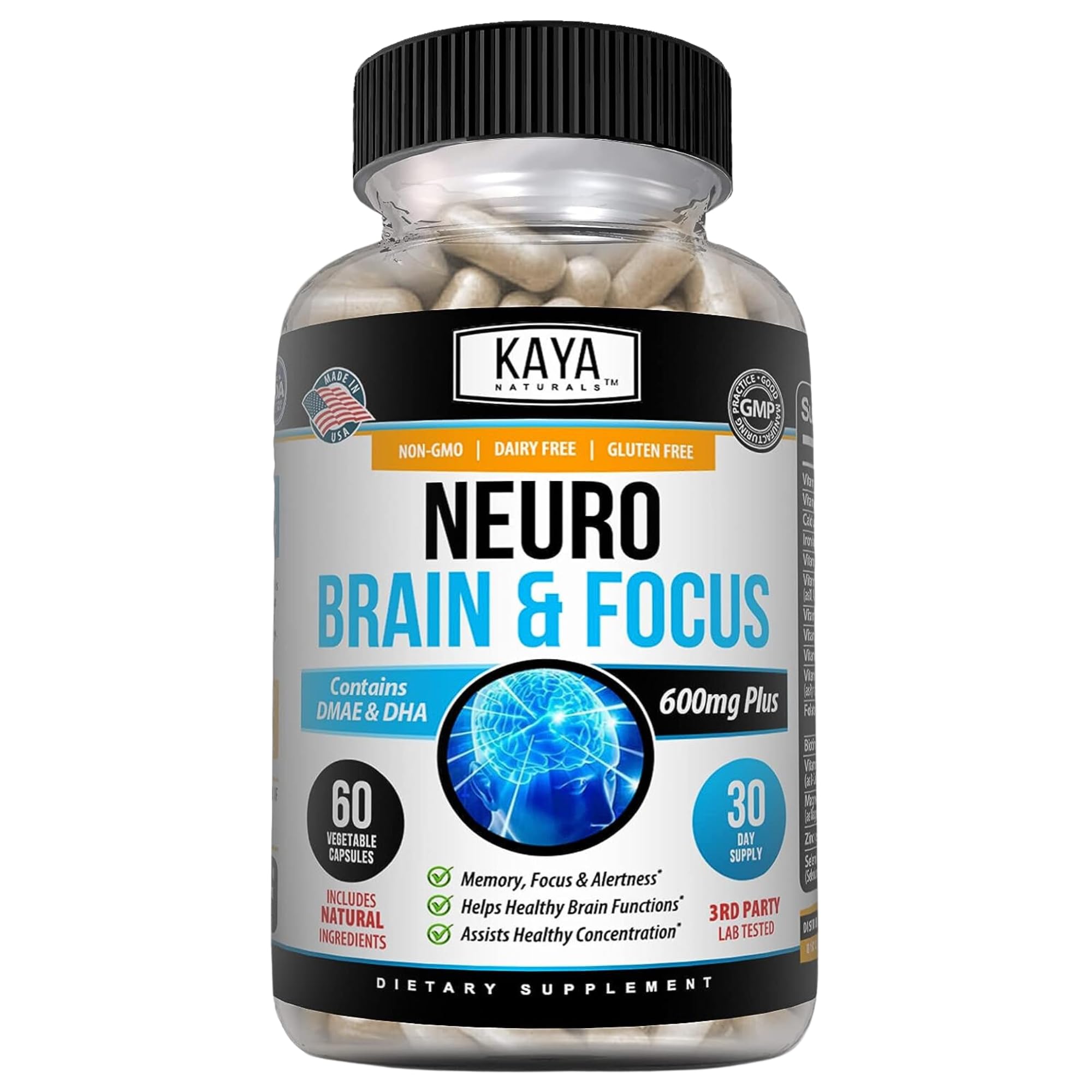 Foto 2 pulgar | Suplemento Kaya Naturals Neuro Brain & Focus 60 Cápsulas - Venta Internacional.