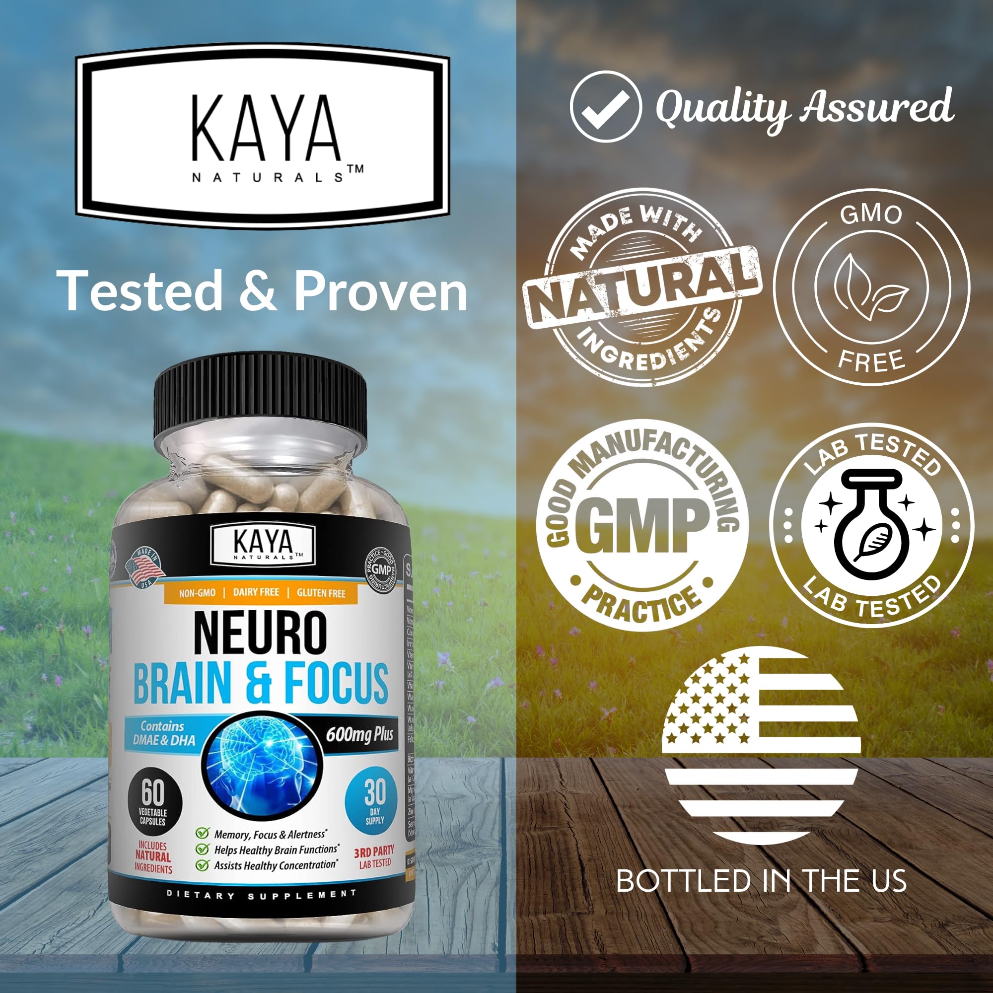 Foto 5 pulgar | Suplemento Kaya Naturals Neuro Brain & Focus 60 Cápsulas - Venta Internacional.