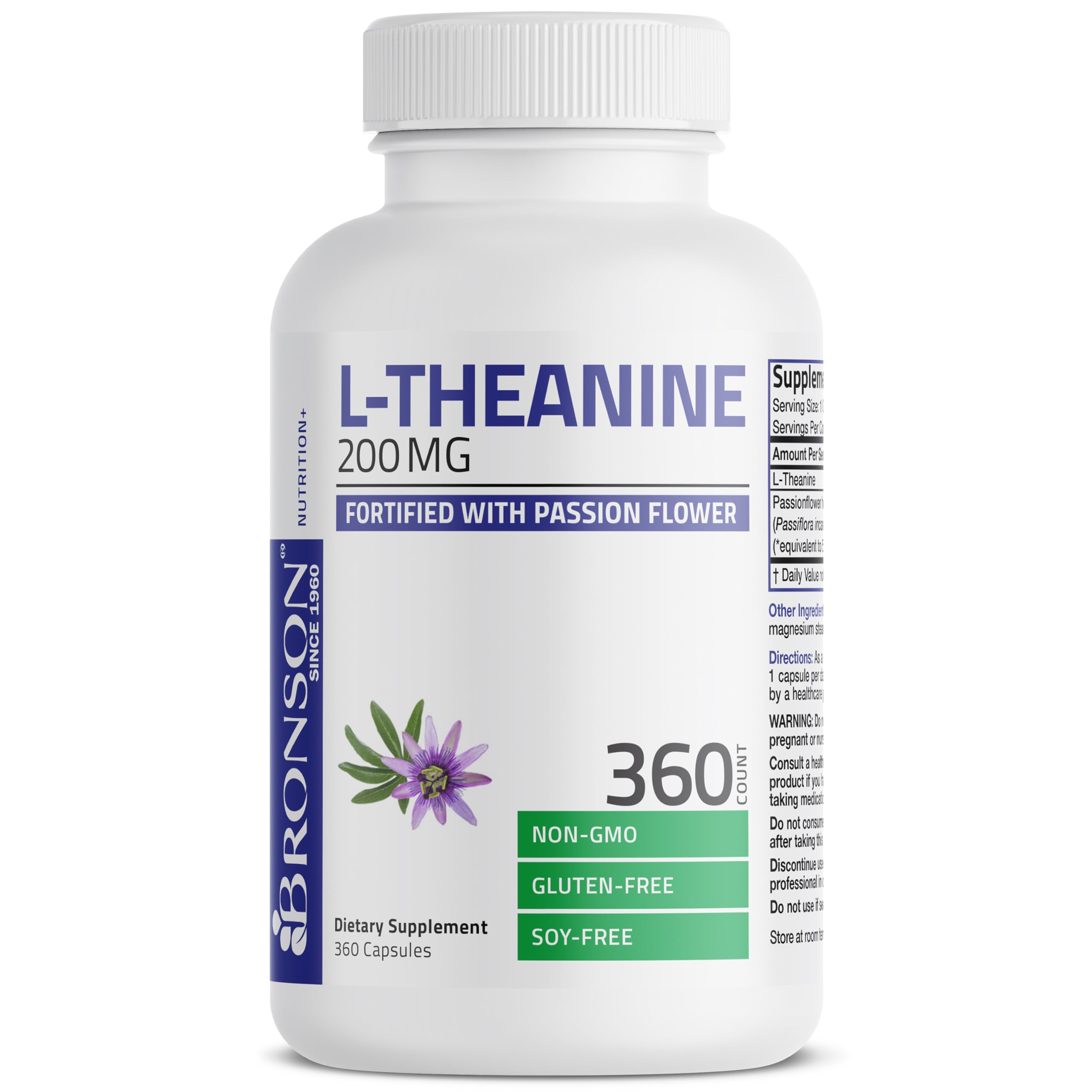 Foto 1 | Suplemento Bronson L-teanina 200 Mg Con Passion Flor 360 Cápsulas - Venta Internacional.