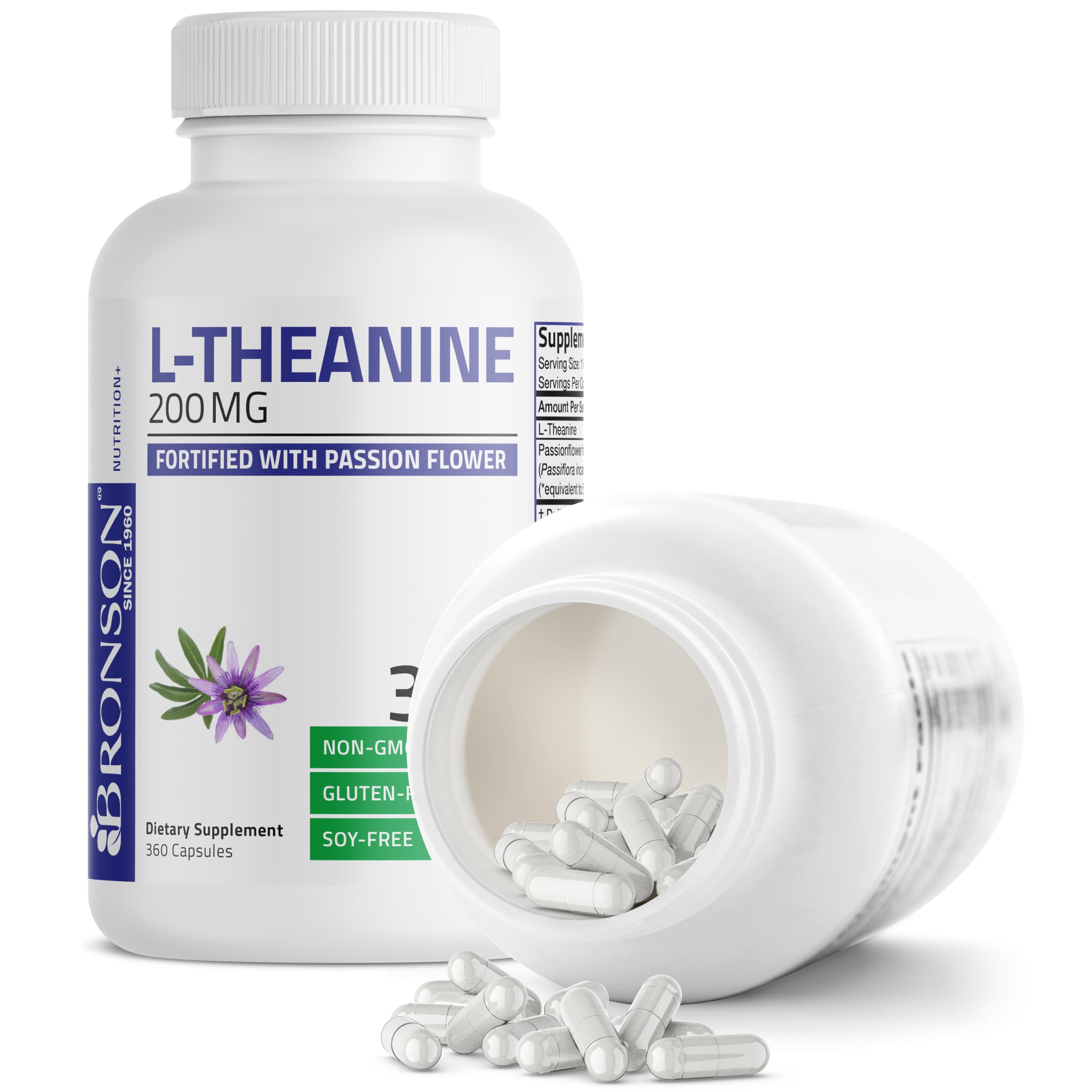 Foto 5 pulgar | Suplemento Bronson L-teanina 200 Mg Con Passion Flor 360 Cápsulas - Venta Internacional.