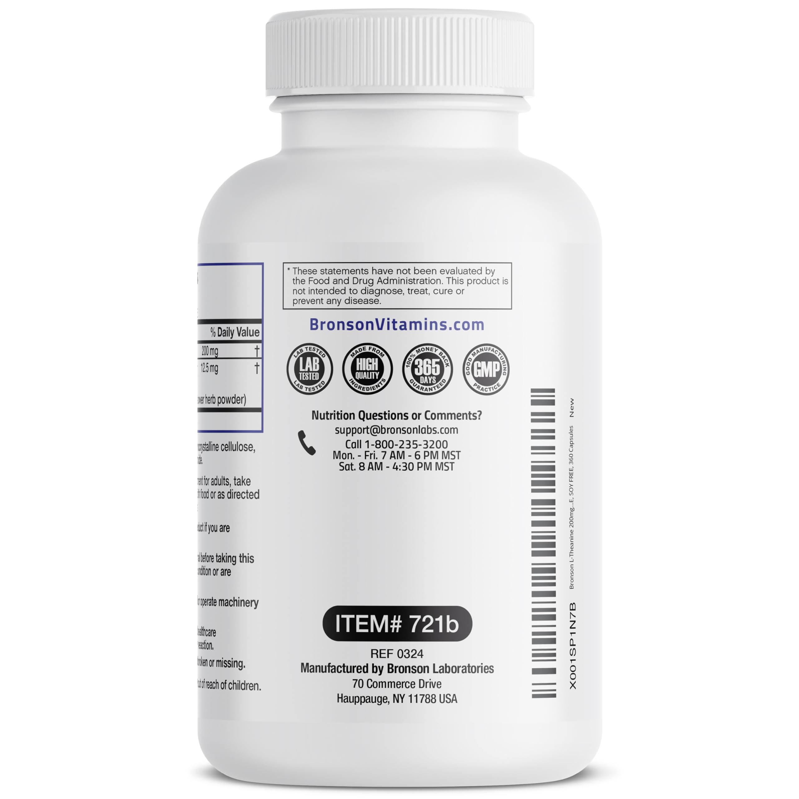 Foto 7 pulgar | Suplemento Bronson L-teanina 200 Mg Con Passion Flor 360 Cápsulas - Venta Internacional.