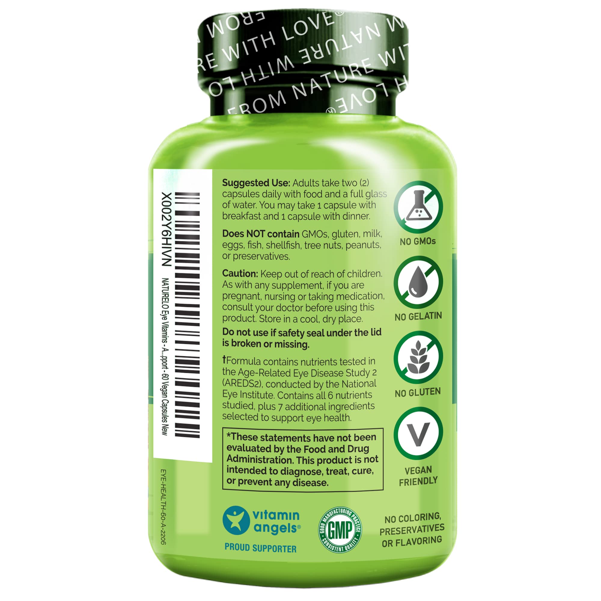 Foto 3 pulgar | Suplemento Naturelo Eye Vitamins Areds 2 Formula 60 Cápsulas - Venta Internacional.