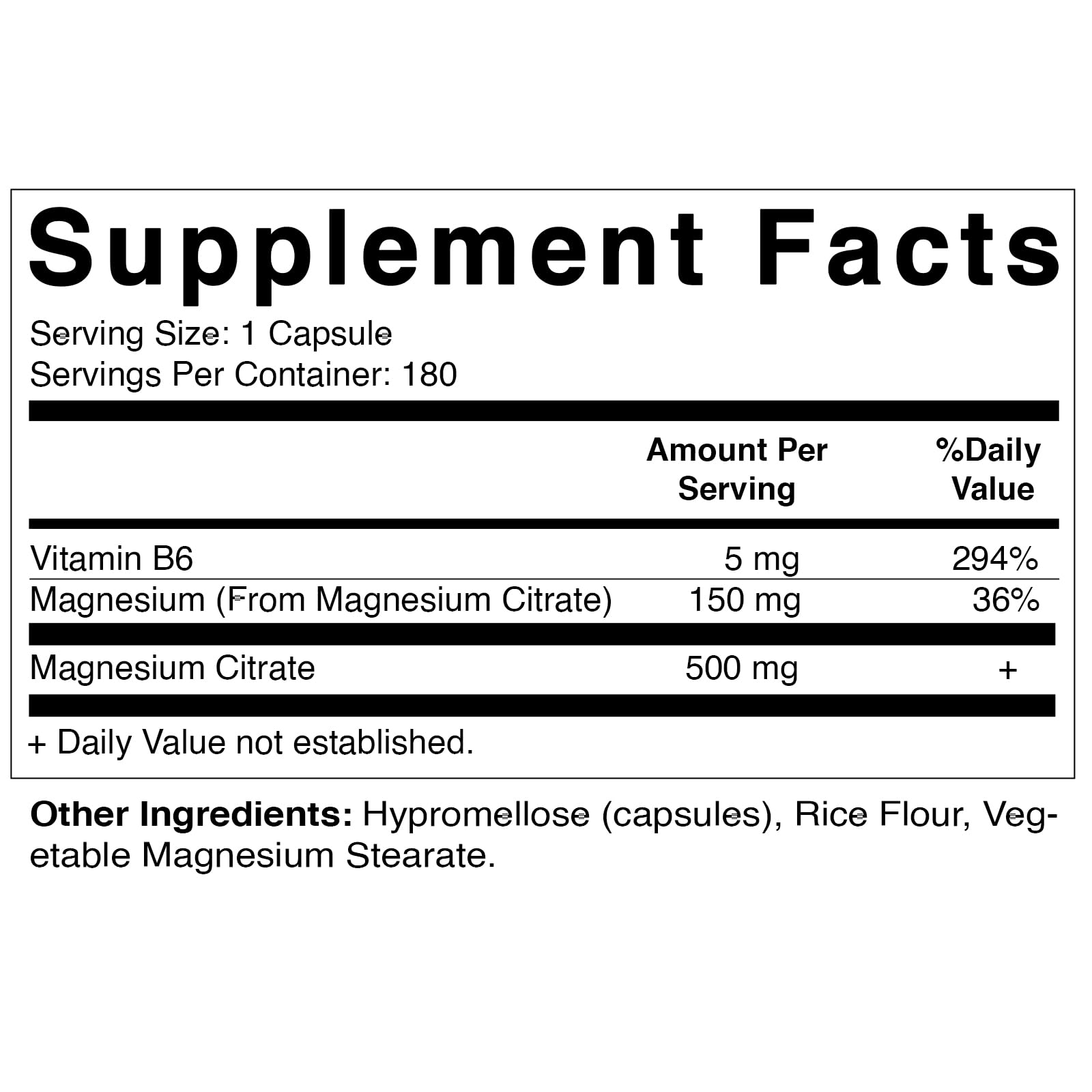 Foto 3 pulgar | Suplemento Vitamático De Citrato De Magnesio 500 Mg 180 Cápsulas - Venta Internacional.