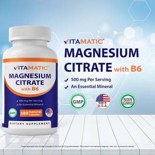 Foto 3 | Suplemento Vitamático De Citrato De Magnesio 500 Mg 180 Cápsulas - Venta Internacional.