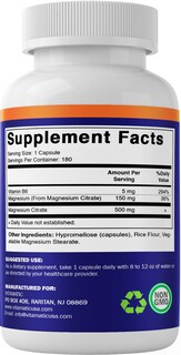 Foto 5 | Suplemento Vitamático De Citrato De Magnesio 500 Mg 180 Cápsulas - Venta Internacional.