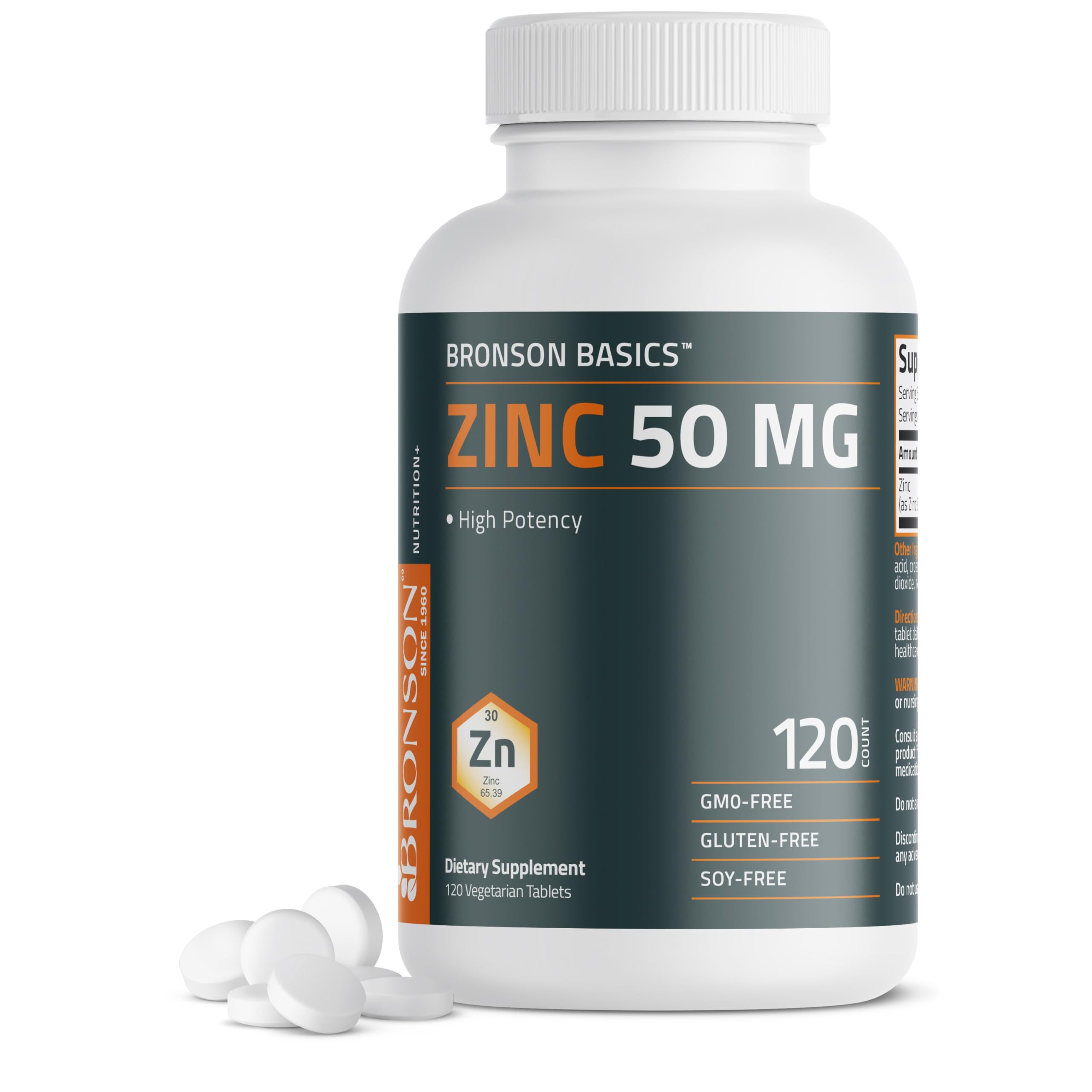 Foto 2 pulgar | Suplemento Bronson Zinc 50 Mg De Alta Potencia 120 Comprimidos - Venta Internacional.