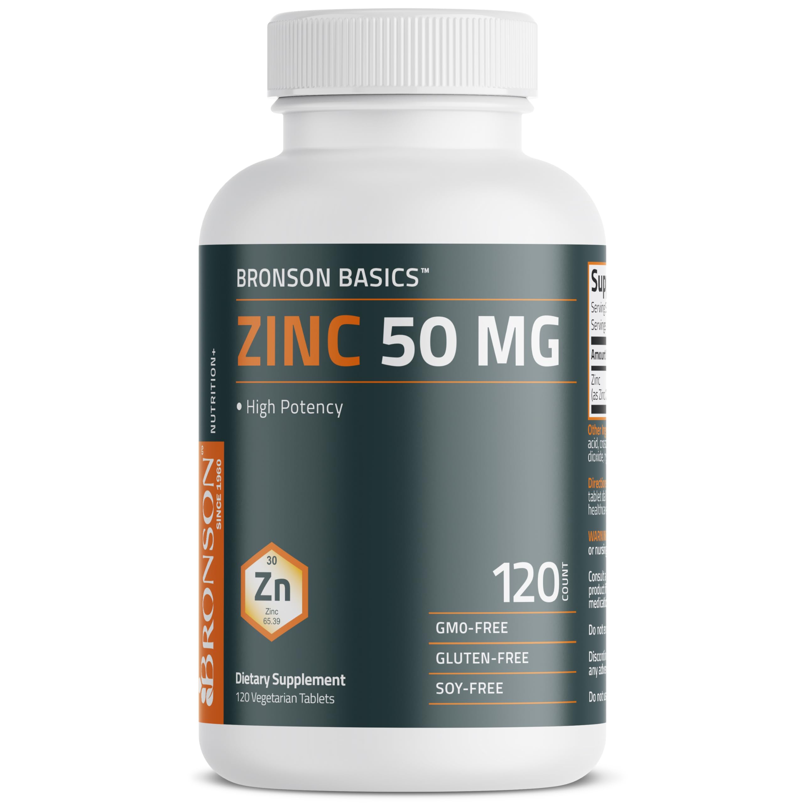 Foto 6 pulgar | Suplemento Bronson Zinc 50 Mg De Alta Potencia 120 Comprimidos - Venta Internacional.