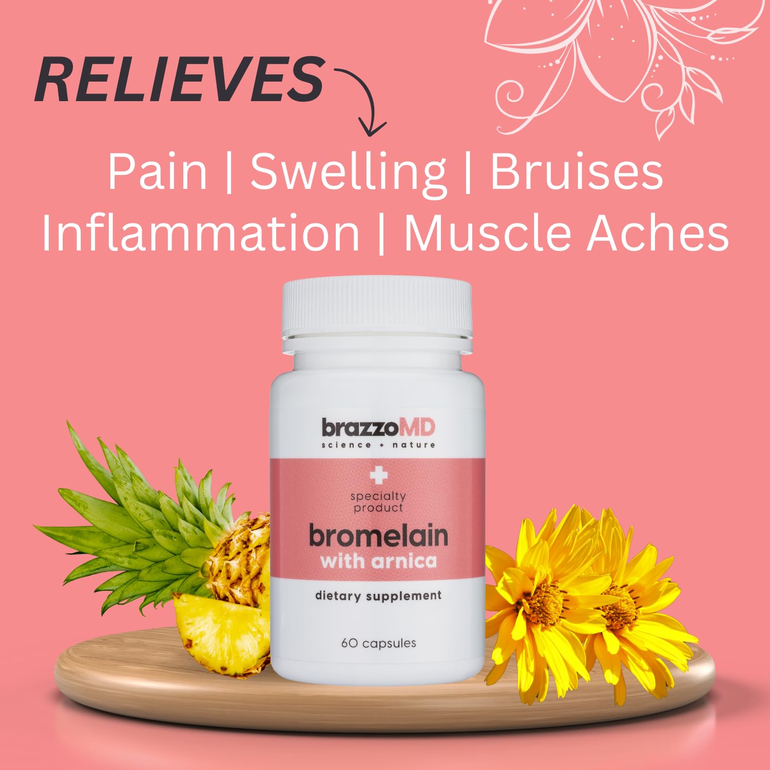 Foto 5 pulgar | Complemente La Bromelina Brazzomd Con Árnica 500 Mg, 60 Tabletas - Venta Internacional.
