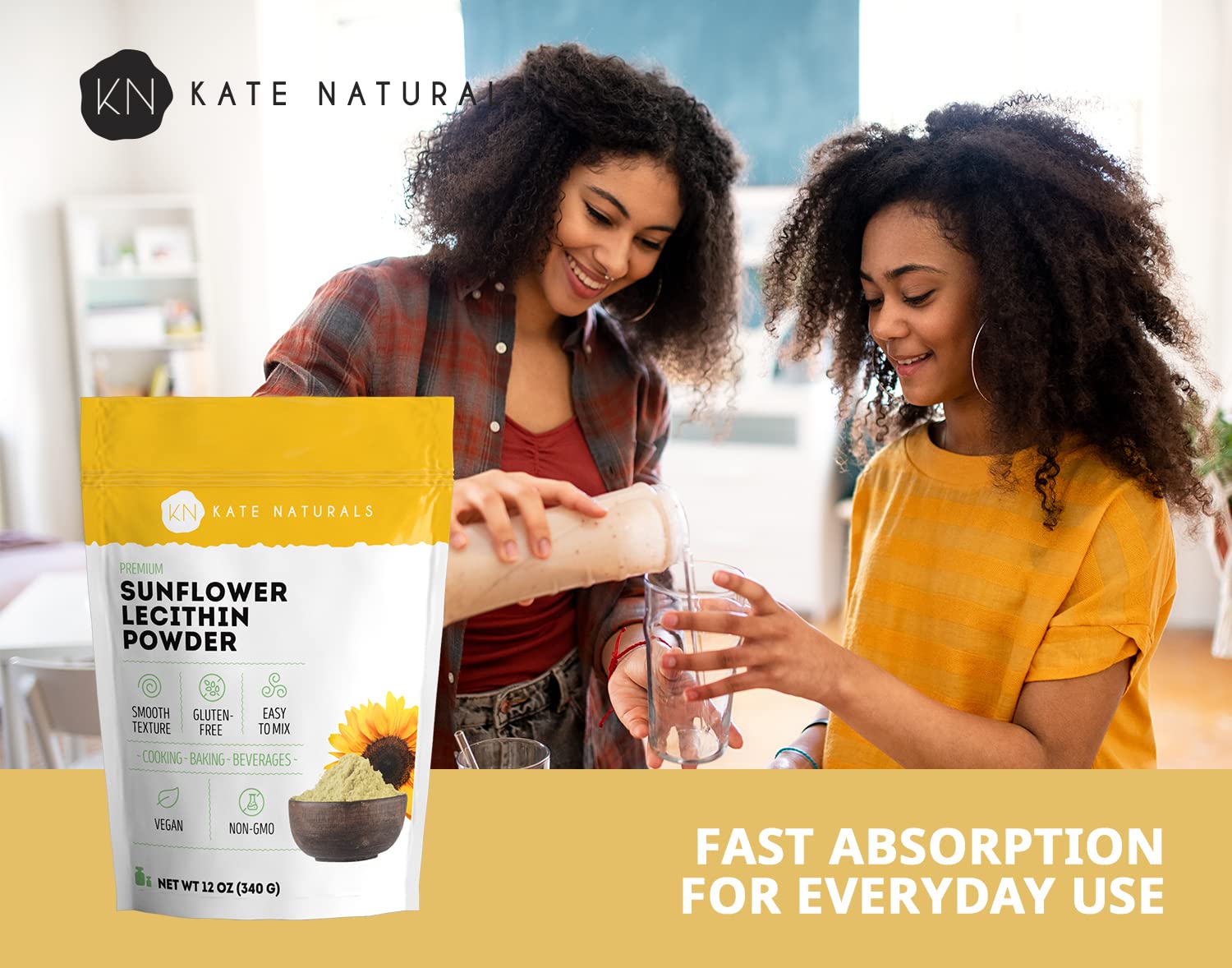 Foto 4 pulgar | Lecitina De Girasol En Polvo Kate Naturals Para Hornear 350 Ml - Venta Internacional.
