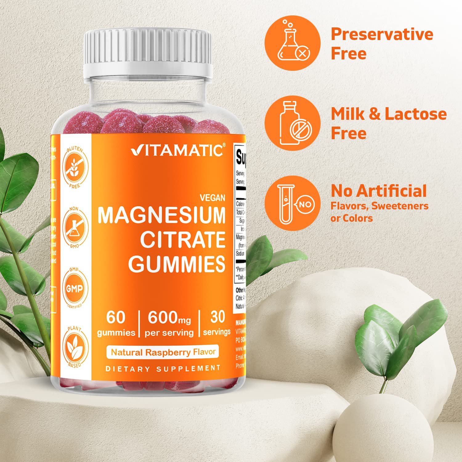 Foto 4 pulgar | Suplemento Vitamático De Gomitas De Magnesio 600 Mg, 60 Veganas X3 - Venta Internacional.