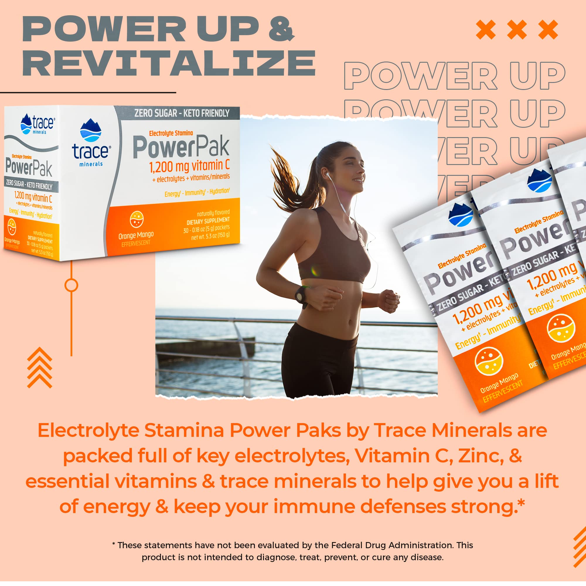 Foto 4 pulgar | Electrolito En Polvo, Oligoelementos Power Pak Orange Mango - Venta Internacional.