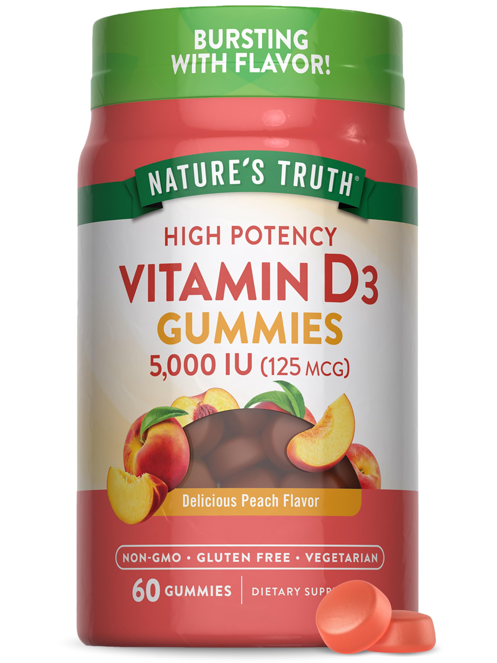 Foto 2 pulgar | Suplemento: Gomitas De Vitamina D3 De Nature's Truth, 5000 Ui, 60 Unidades - Venta Internacional.