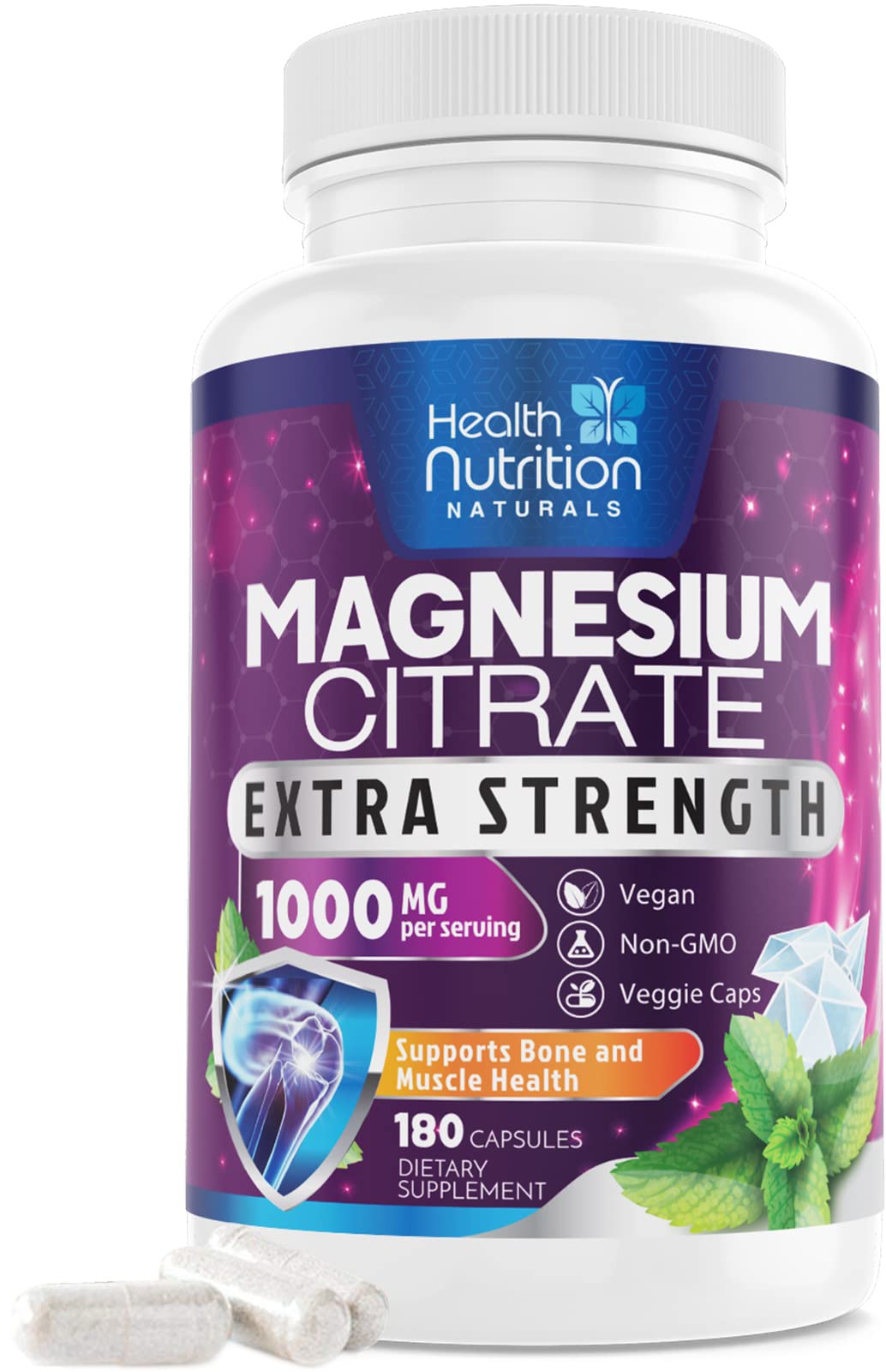 Foto 2 pulgar | Suplemento De Citrato De Magnesio En Cápsulas 1000 Mg - 180 Cápsulas - Venta Internacional.
