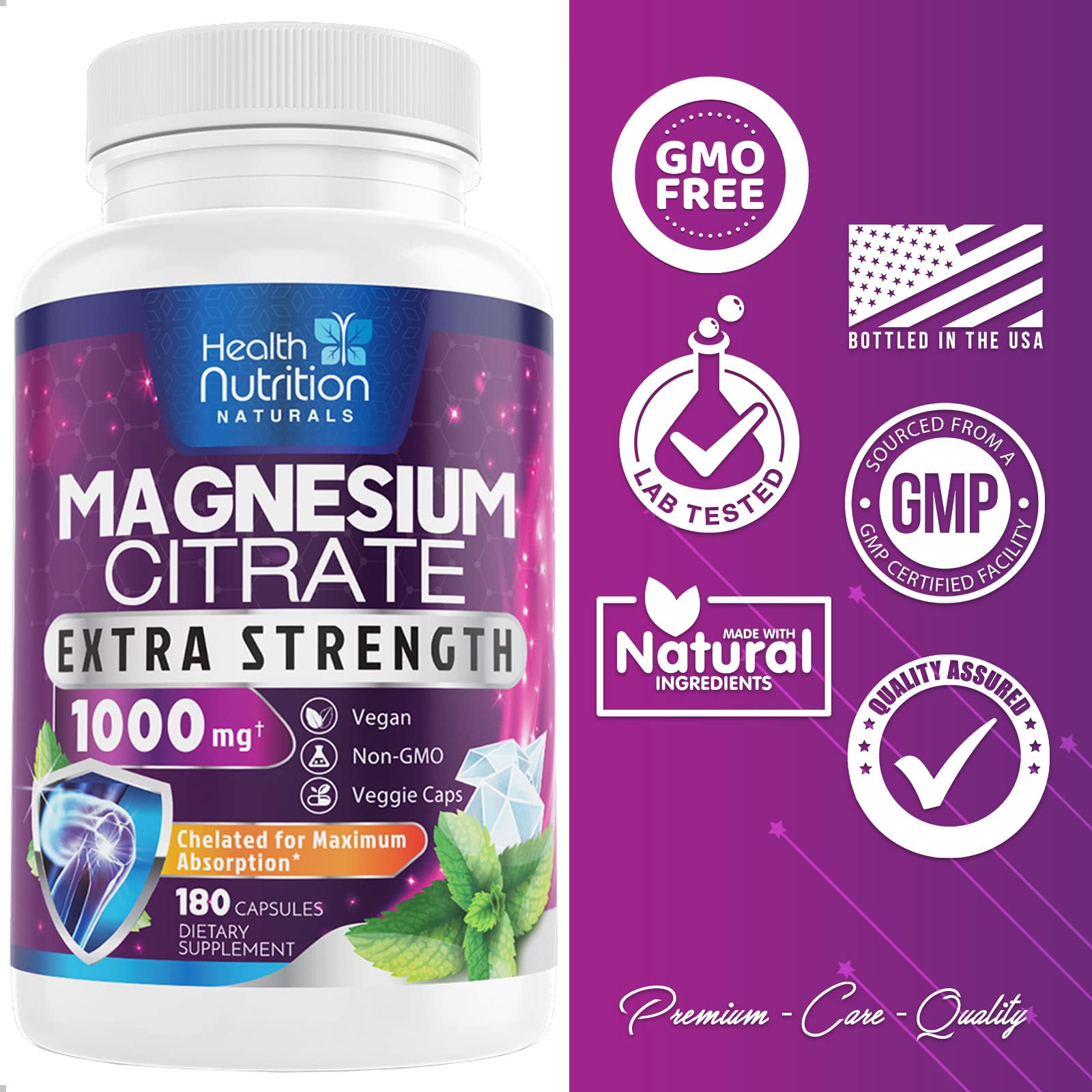 Foto 5 pulgar | Suplemento De Citrato De Magnesio En Cápsulas 1000 Mg - 180 Cápsulas - Venta Internacional.