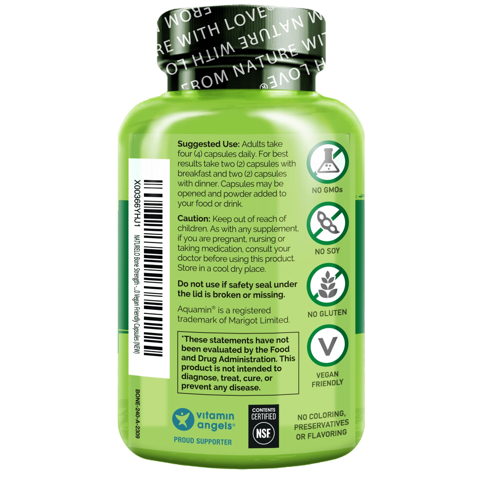 Foto 3 pulgar | Suplemento Naturelo Calcium Bone Strength 600 Mg 240 Cápsulas - Venta Internacional.