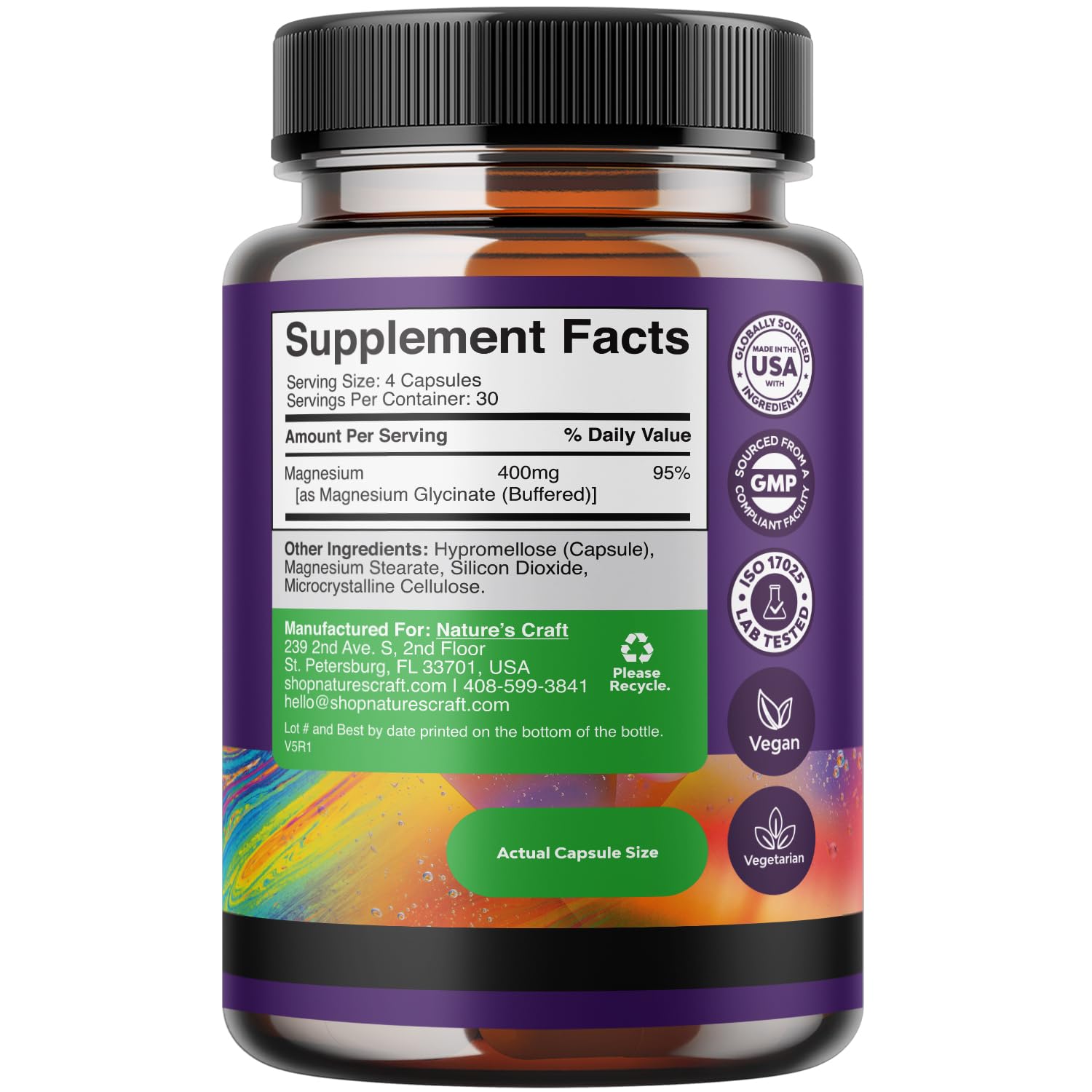 Foto 3 pulgar | Suplemento De Glicinato De Magnesio Puro Natures Craft 400 Mg - Venta Internacional.