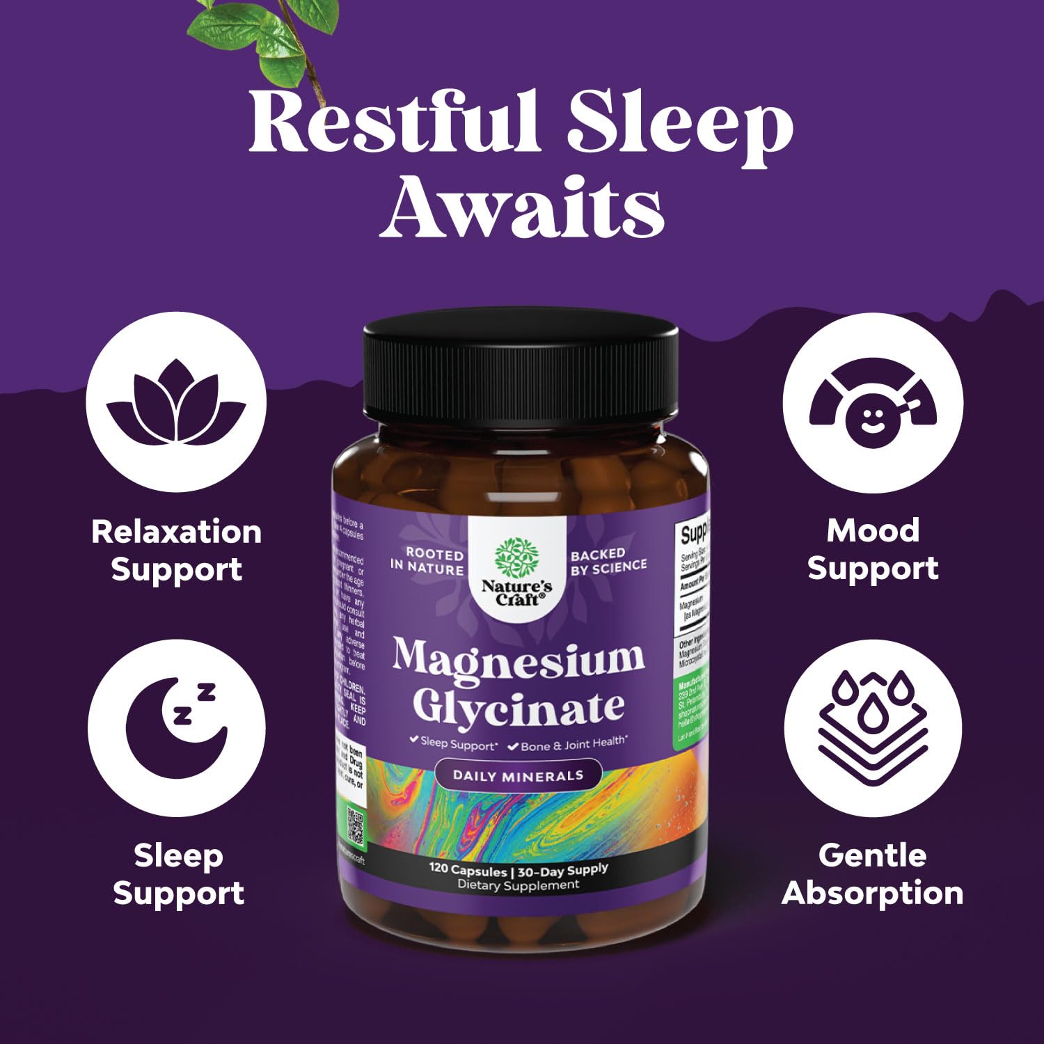 Foto 4 pulgar | Suplemento De Glicinato De Magnesio Puro Natures Craft 400 Mg - Venta Internacional.