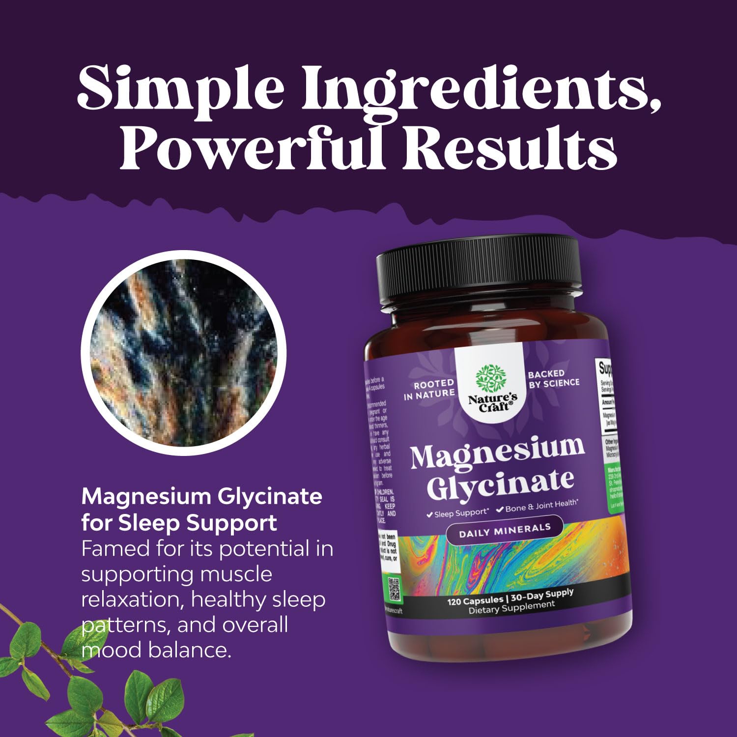 Foto 5 pulgar | Suplemento De Glicinato De Magnesio Puro Natures Craft 400 Mg - Venta Internacional.