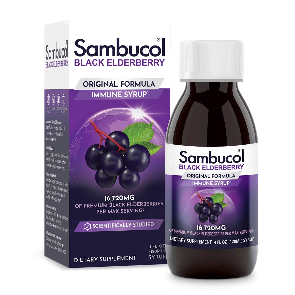Sirope Sambucol Black Elderberry Sambucus Original 120ml - Venta Internacional.