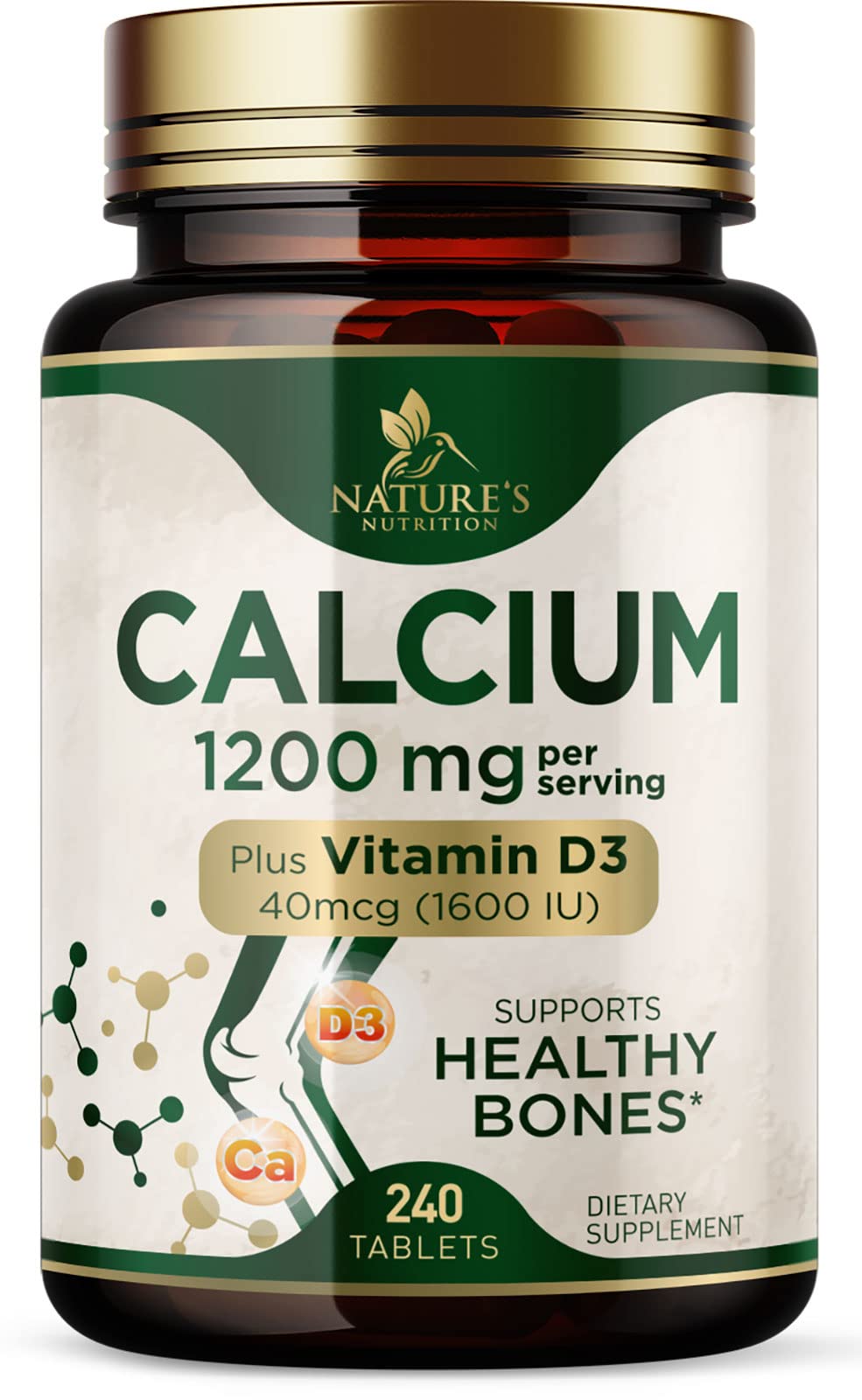 Suplemento De Calcio Nature's Nutrition 1200 Mg Con Vitamina D3 - Venta Internacional.