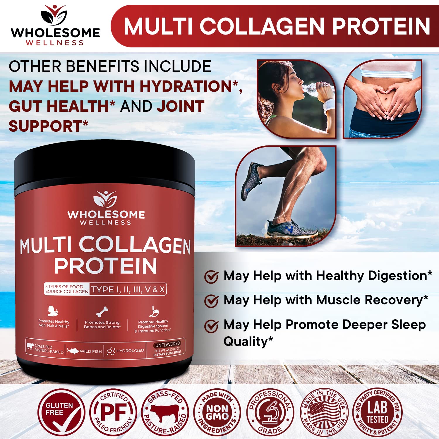 Foto 7 pulgar | Proteína De Colágeno En Polvo Wholesome Wellness Multi-type - Venta Internacional.