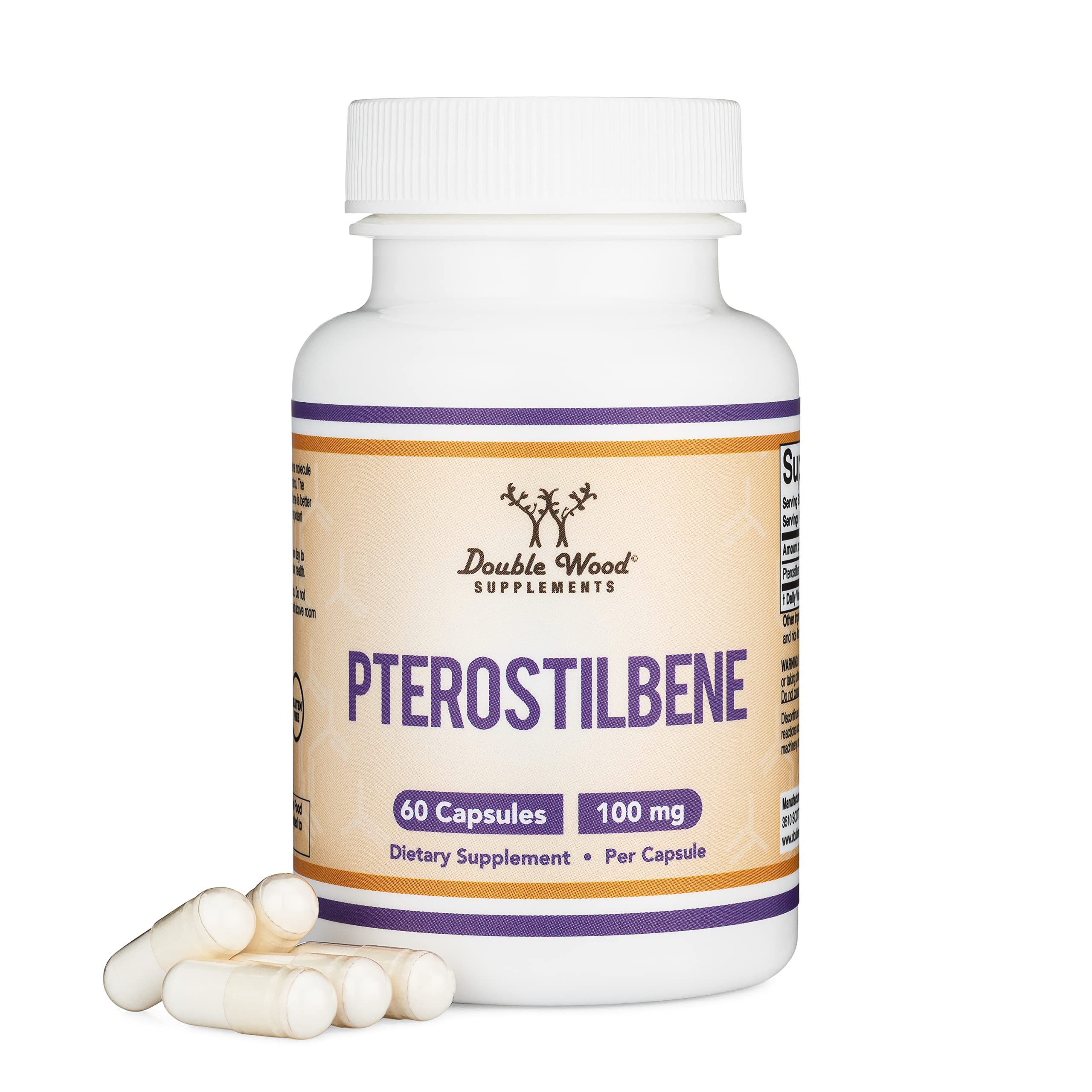 Foto 2 pulgar | Suplemento Double Wood Pterostilbene 100 Mg 60 Cápsulas - Venta Internacional.