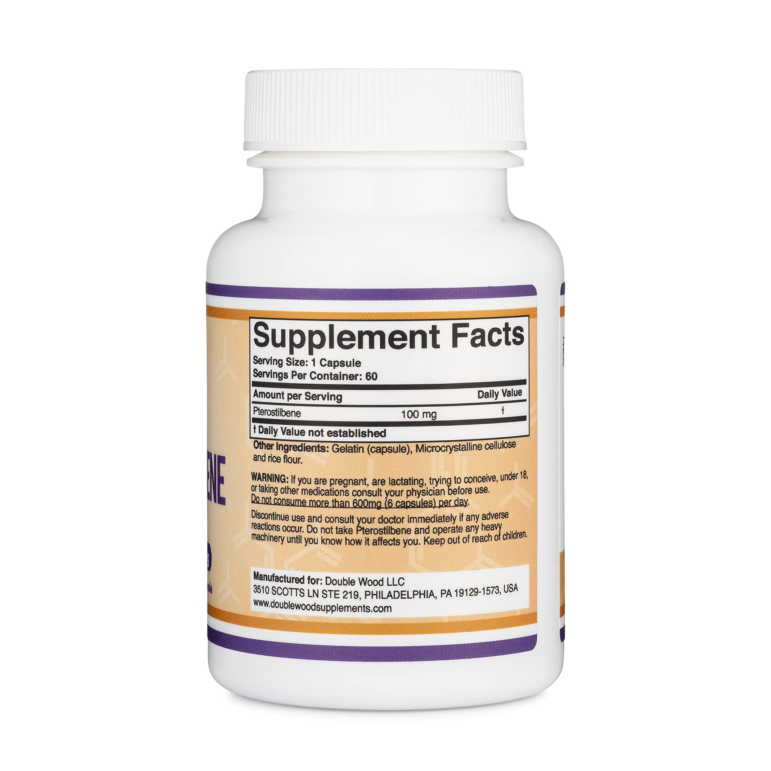 Foto 3 pulgar | Suplemento Double Wood Pterostilbene 100 Mg 60 Cápsulas - Venta Internacional.