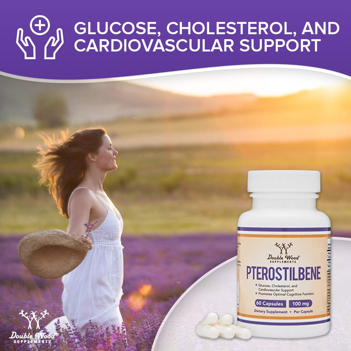 Foto 6 pulgar | Suplemento Double Wood Pterostilbene 100 Mg 60 Cápsulas - Venta Internacional.