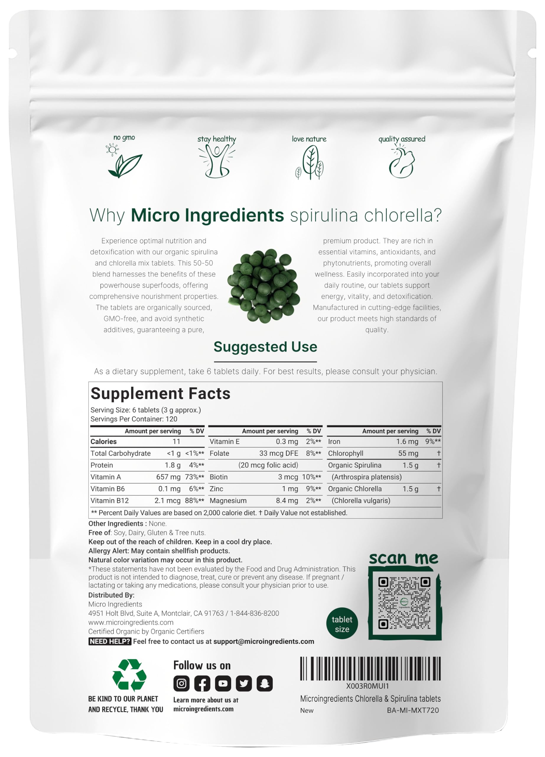 Foto 2 | Suplemento De Microingredientes: Clorella Y Espirulina Orgánica - Venta Internacional.