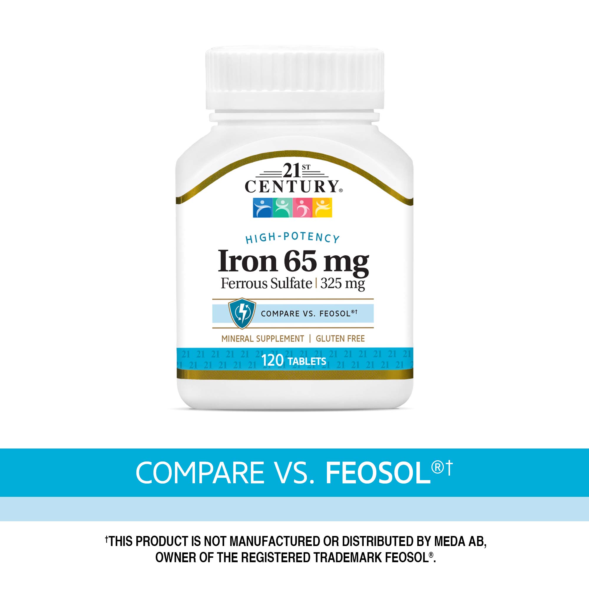 Foto 3 pulgar | Suplemento De Hierro 21st Century Iron 65 Mg Sulfato Ferroso 325 Mg - Venta Internacional.