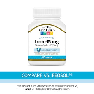 Foto 2 | Suplemento De Hierro 21st Century Iron 65 Mg Sulfato Ferroso 325 Mg - Venta Internacional.