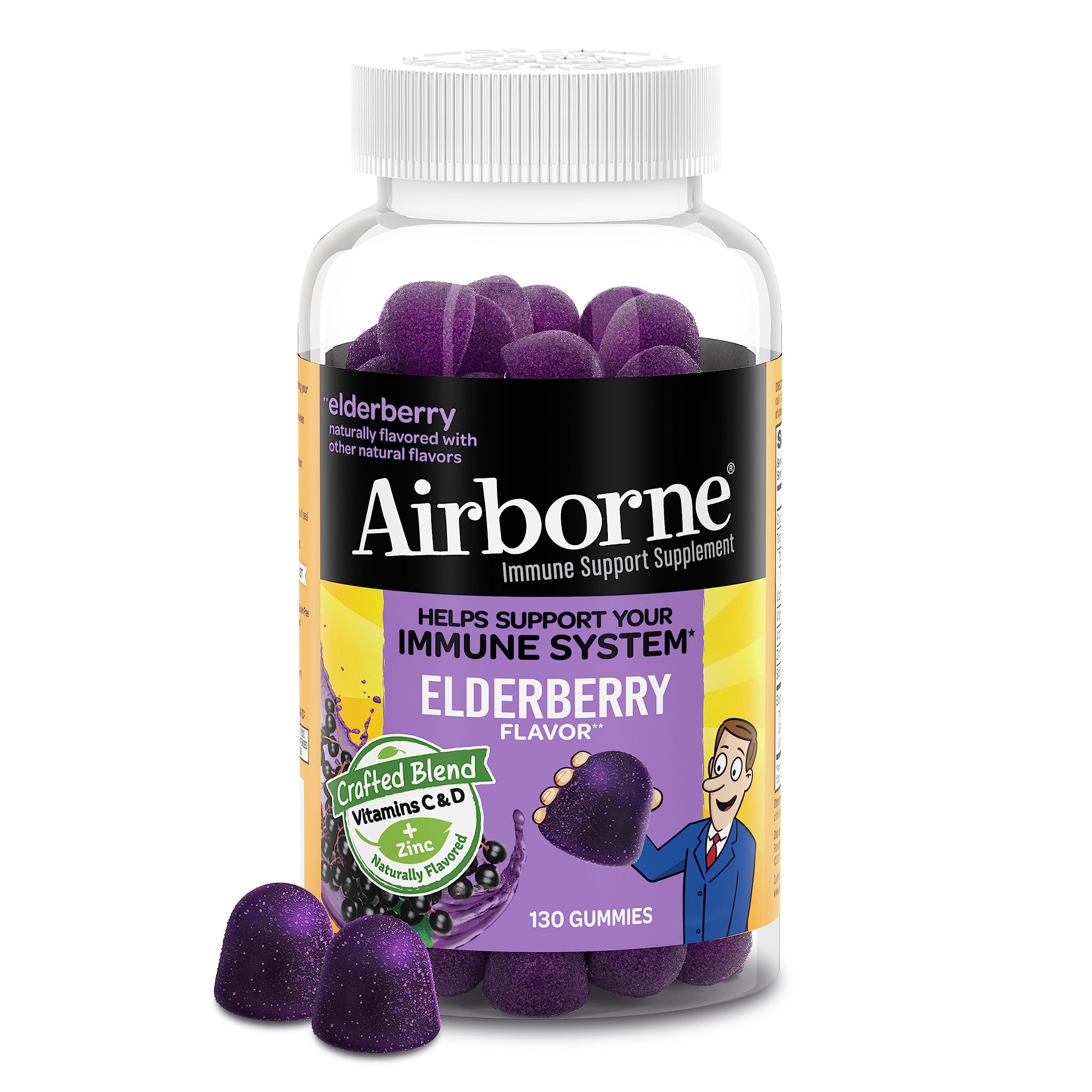 Foto 2 pulgar | Gomitas Airborne Elderberry + Zinc Y Vitamina C 130 Unidades - Venta Internacional.