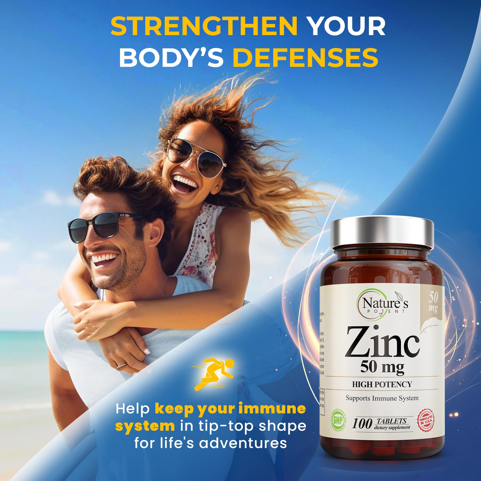 Foto 4 pulgar | Suplemento Nature's Potent Zinc De 50 Mg De Alta Potencia, 100 Comprimidos - Venta Internacional.