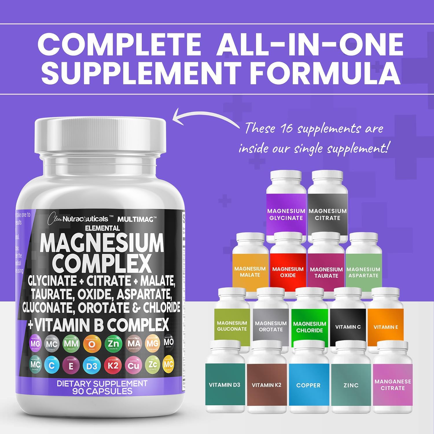 Foto 3 pulgar | Complejo De Magnesio Supplement Clean Nutraceuticals 2285 Mg - Venta Internacional.